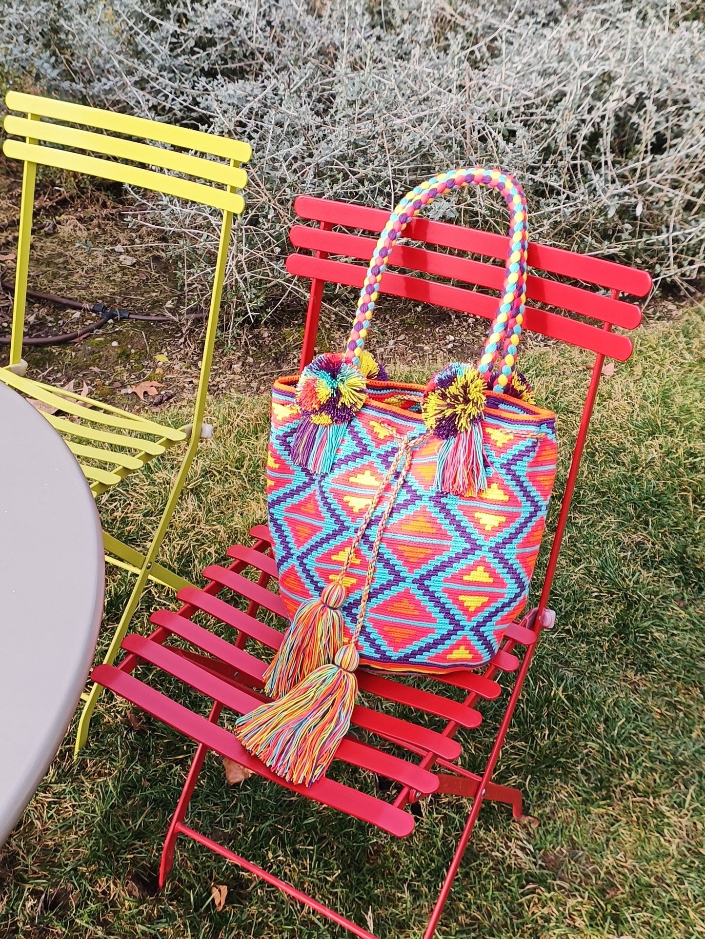 Borsa mochila a spalla L viola e azzurra