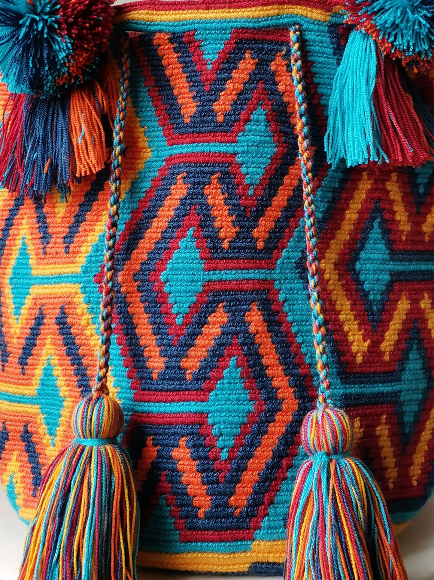 Sac bandoulière mochila turquoise et jaune L
