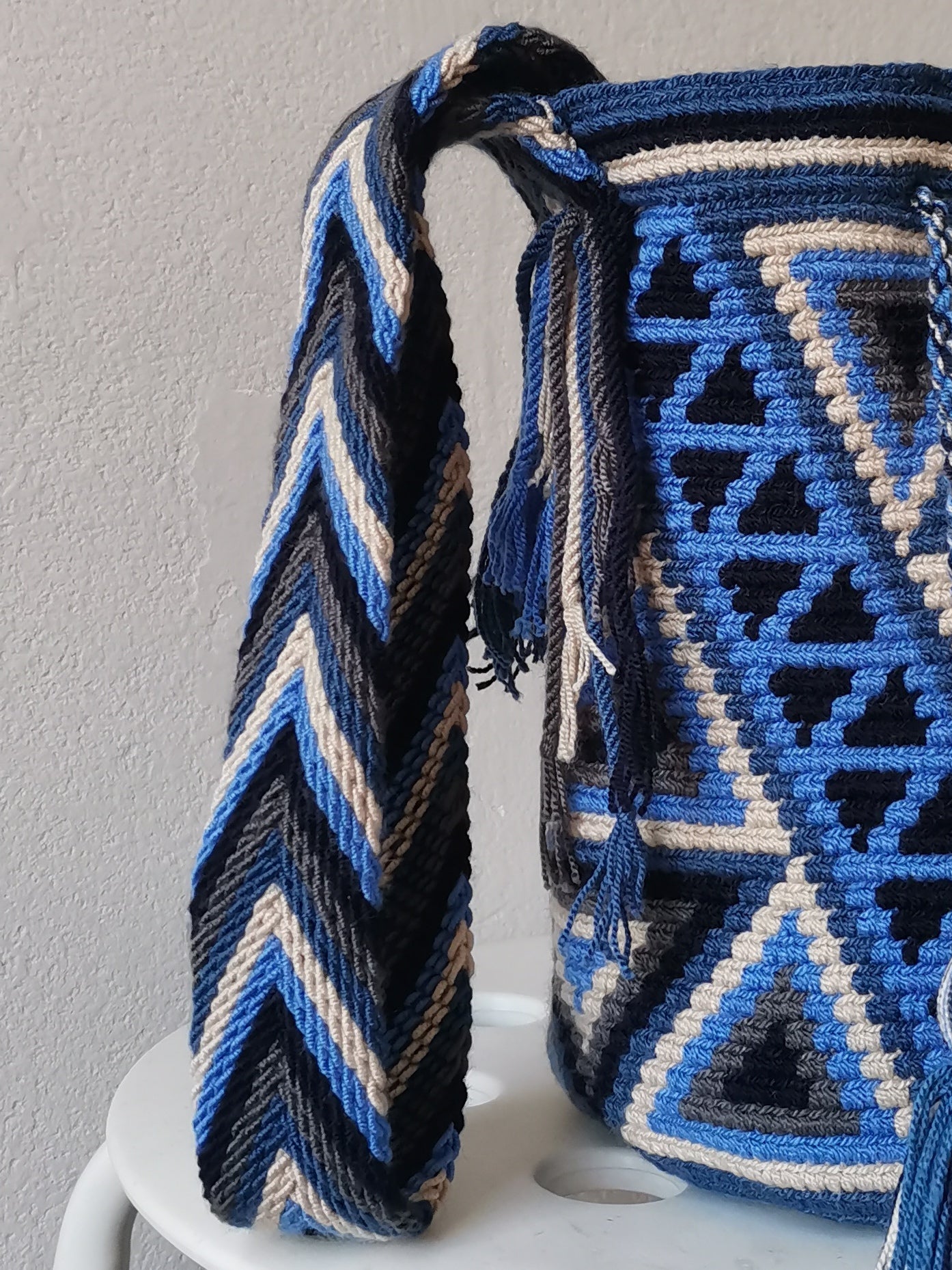 Borsa mochila a tracolla M blu e grigia