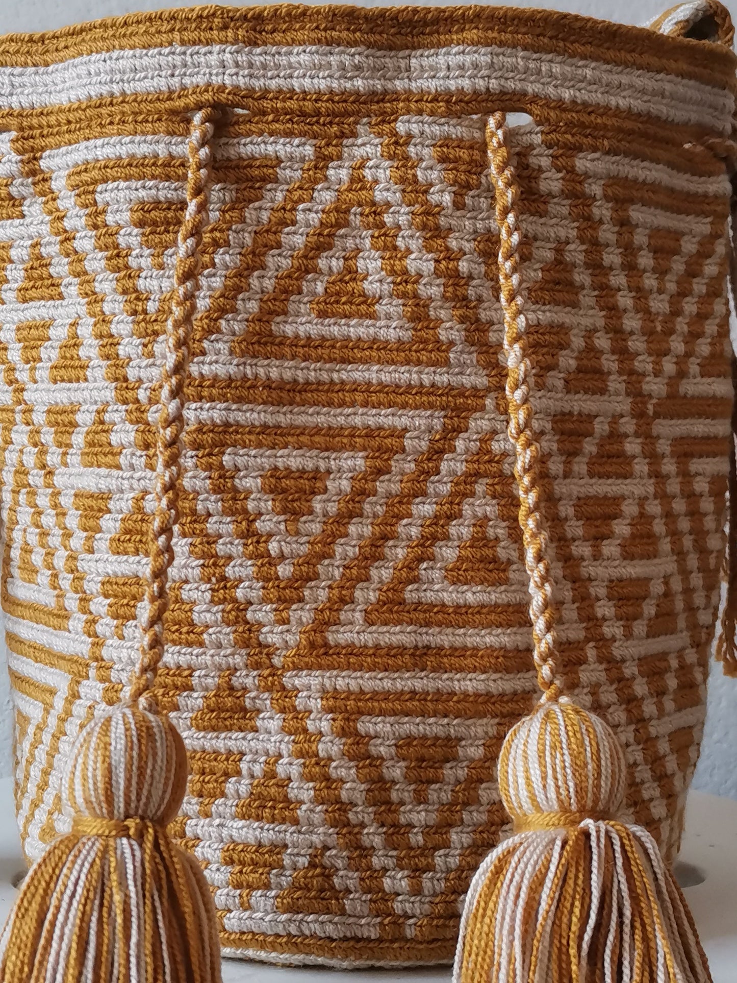 Sac bandoulière mochila beige et moutarde M