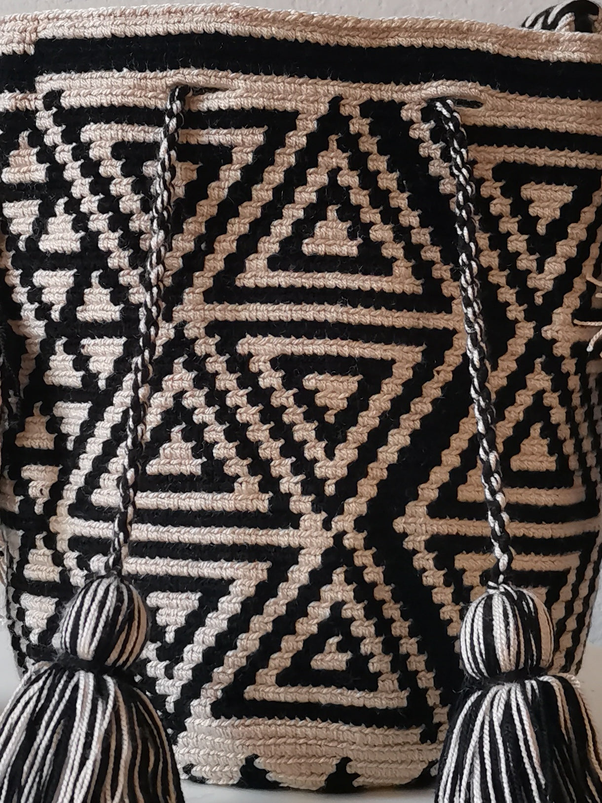 Sac bandoulière mochila beige et noir M