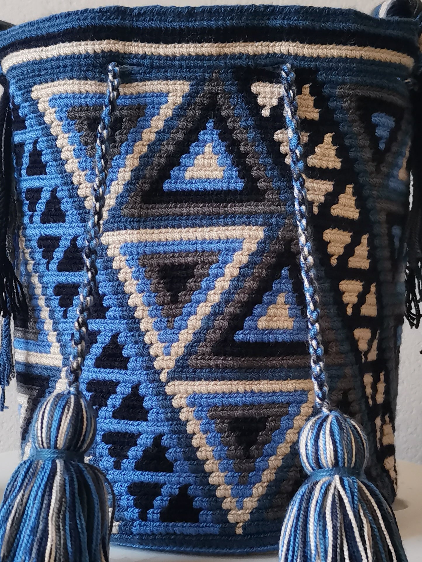 Borsa mochila a tracolla M blu e grigia