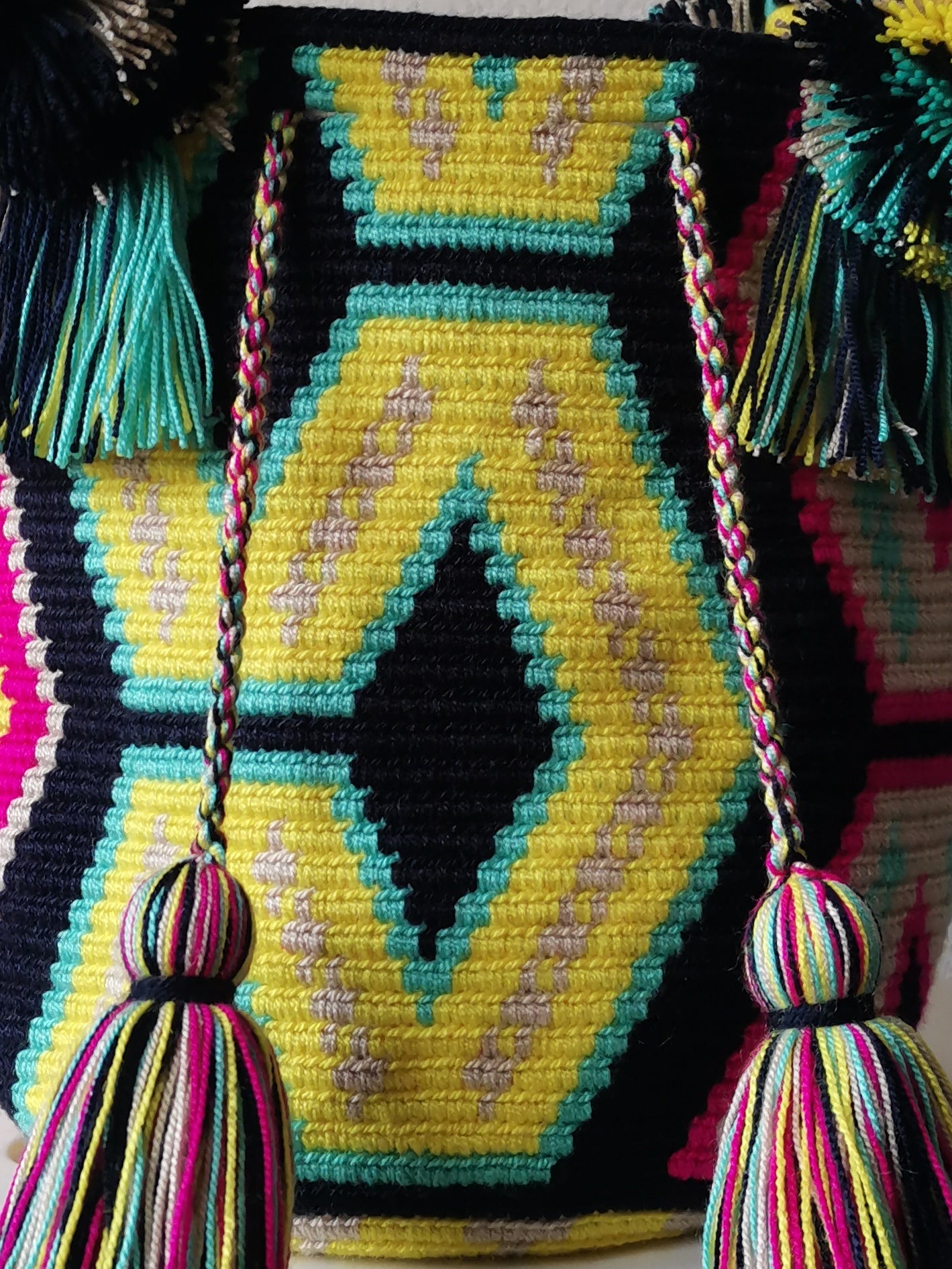 Borsa mochila a mano M blu e gialla