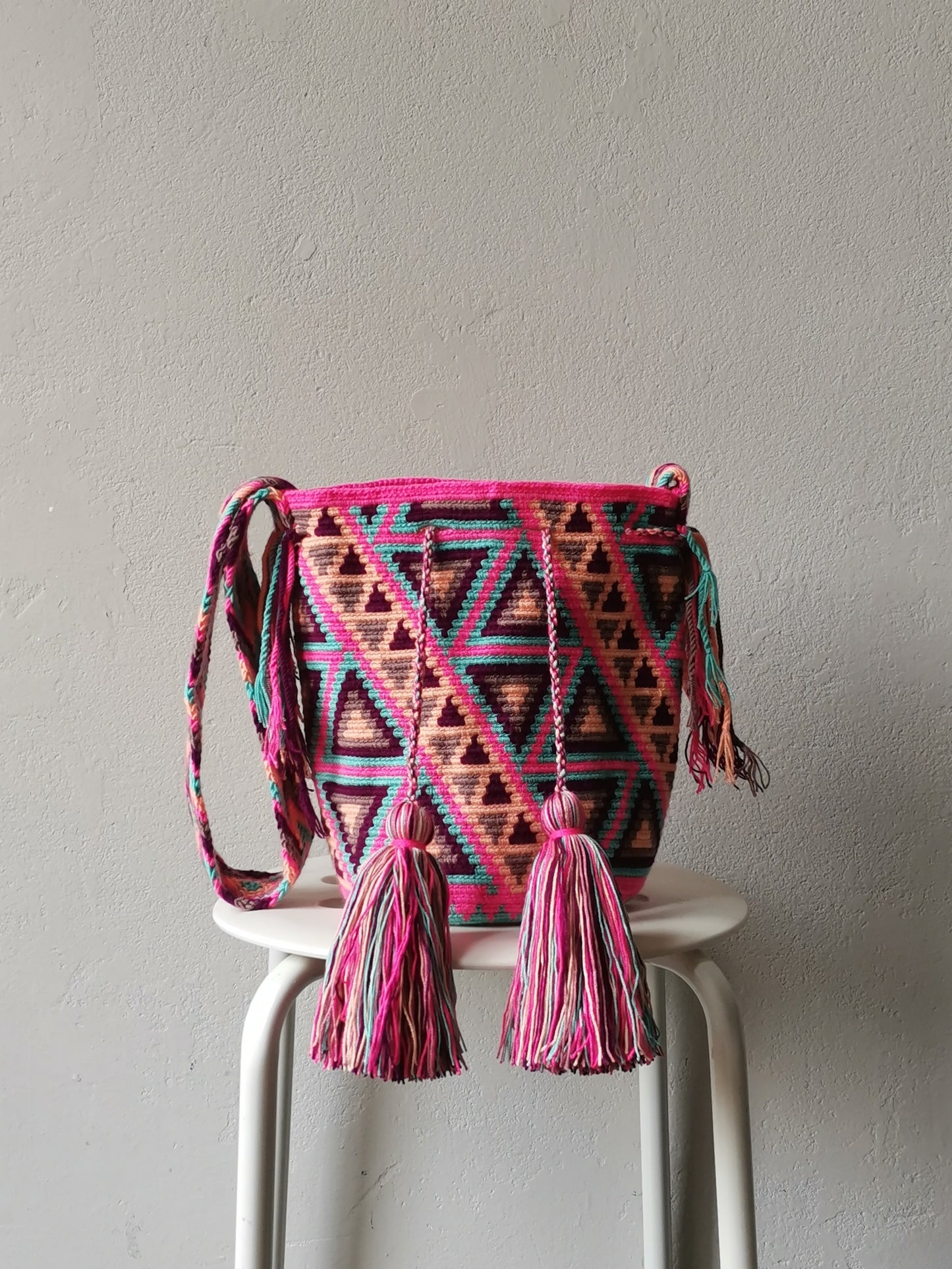 Sac porté épaule mochila rose et bordeaux M