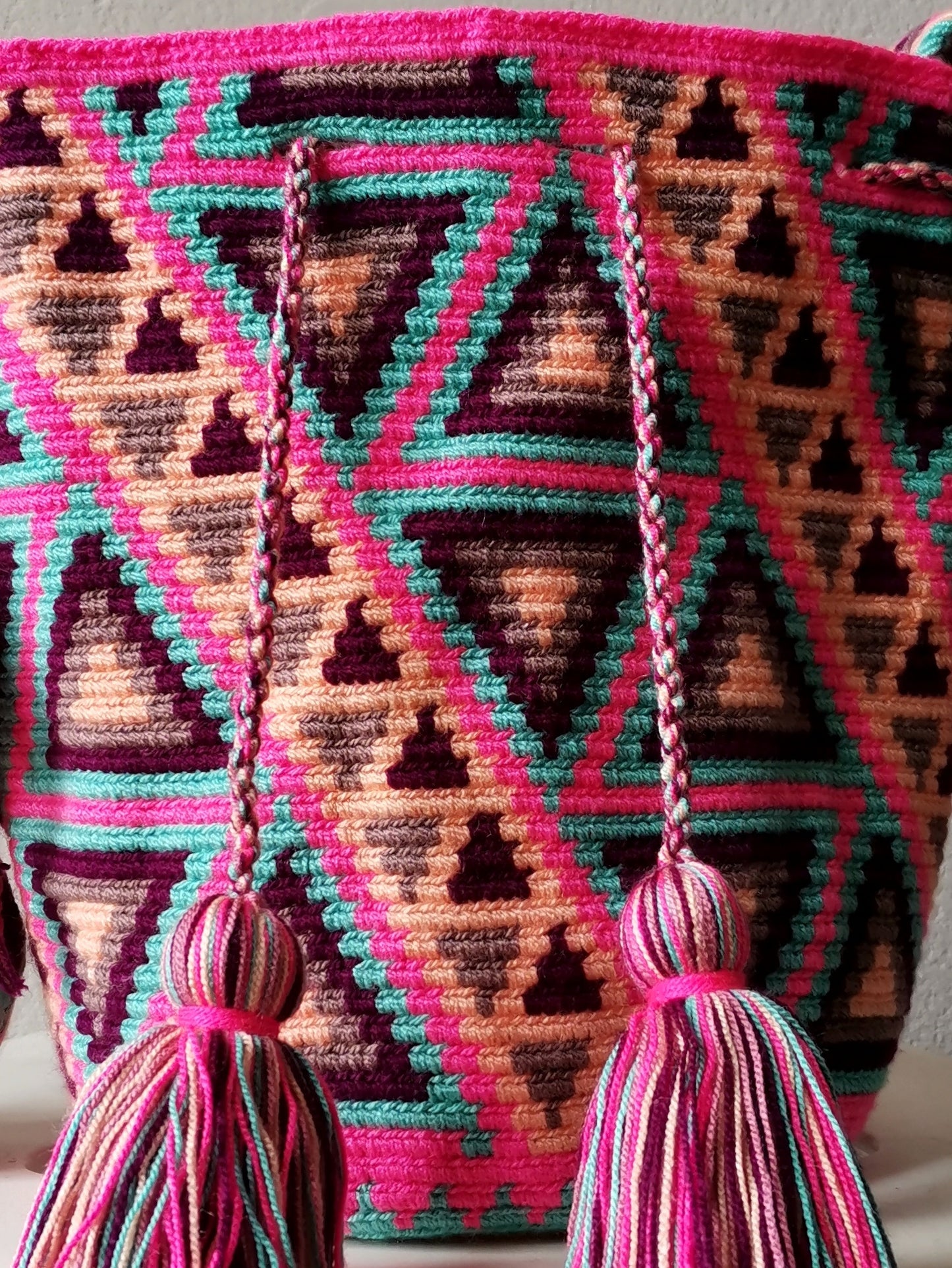 Sac porté épaule mochila rose et bordeaux M