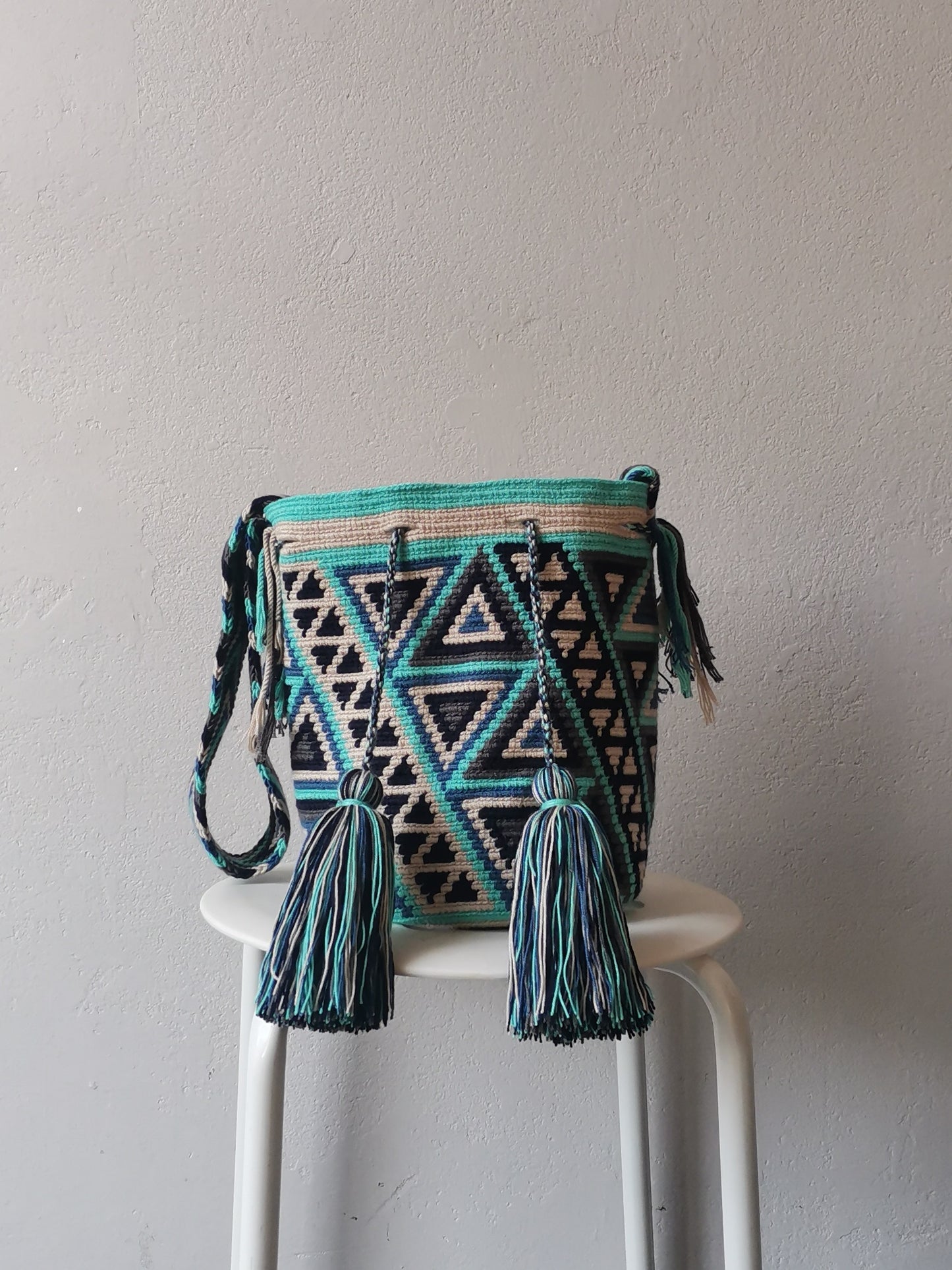 Borsa mochila a tracolla M blu e grigia