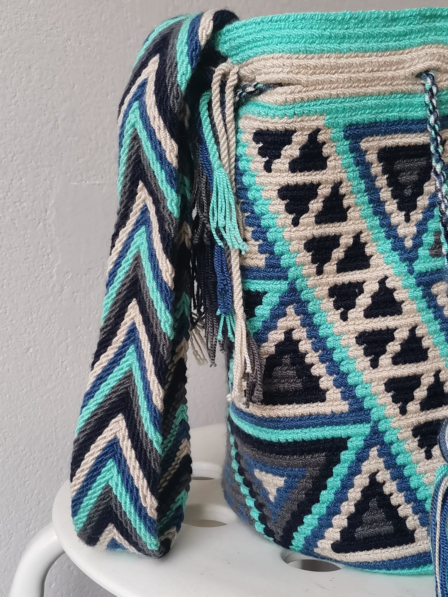 Borsa mochila a tracolla M blu e grigia