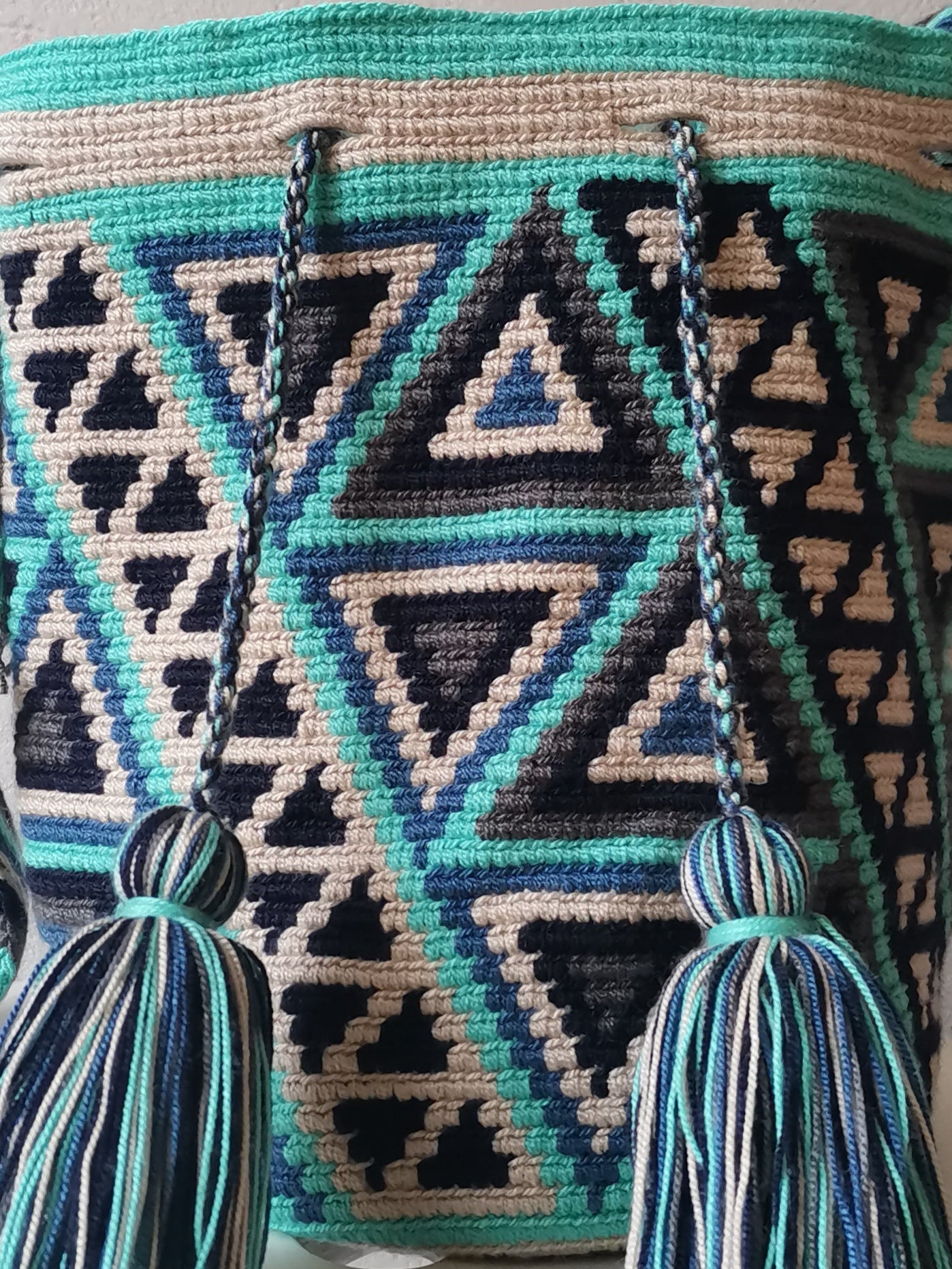 Borsa mochila a tracolla M blu e grigia
