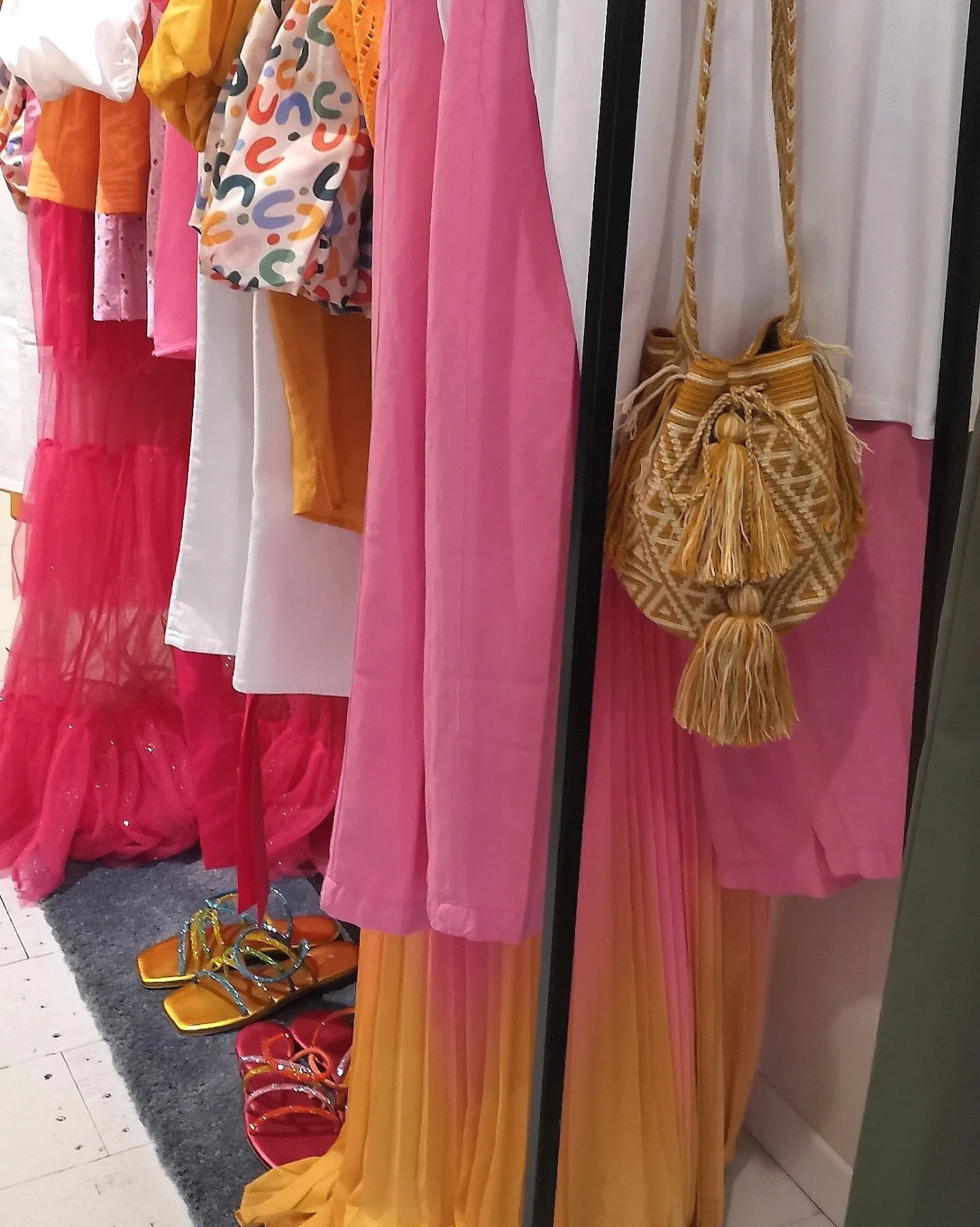 Borsa mochila a tracolla M beige e senape