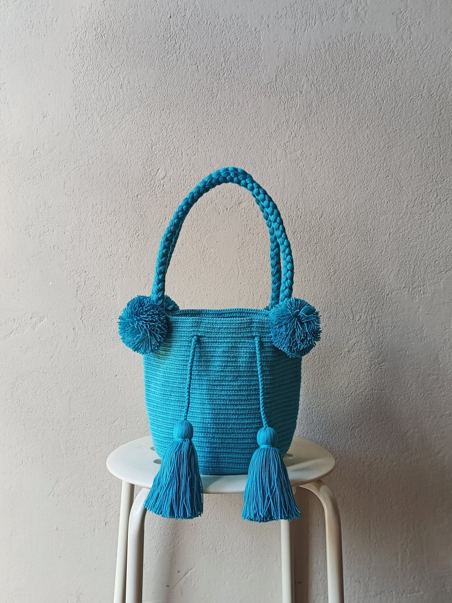Borsa mochila a mano S/M monocolore turchese