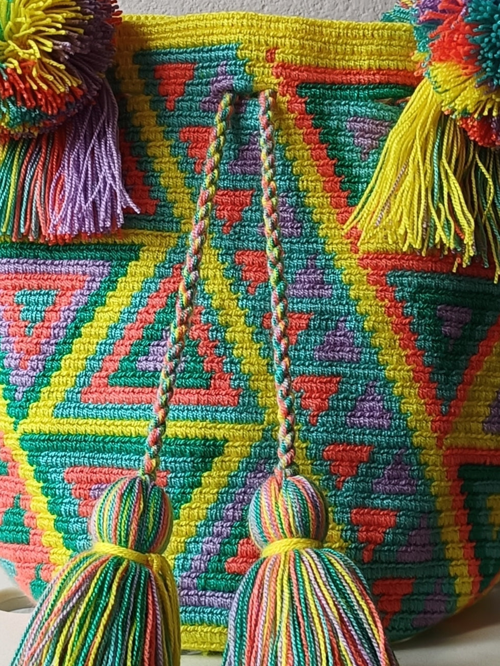 Sac à main mochila M jaune et bleu clair