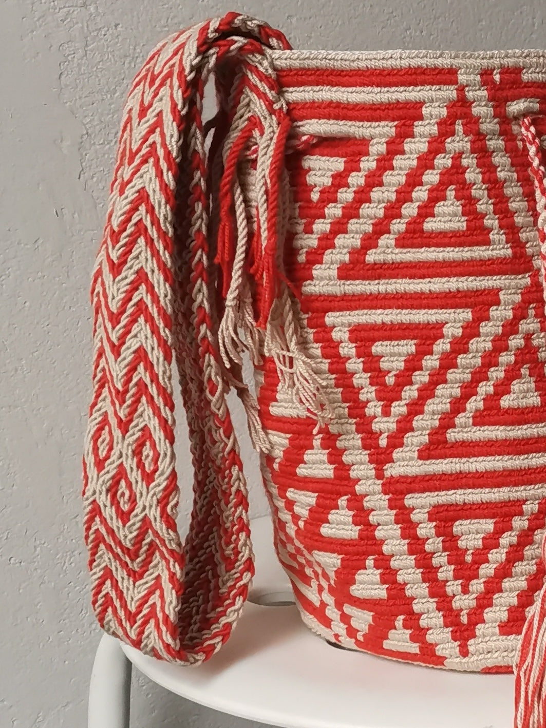 Borsa mochila a tracolla M/L beige e arancione