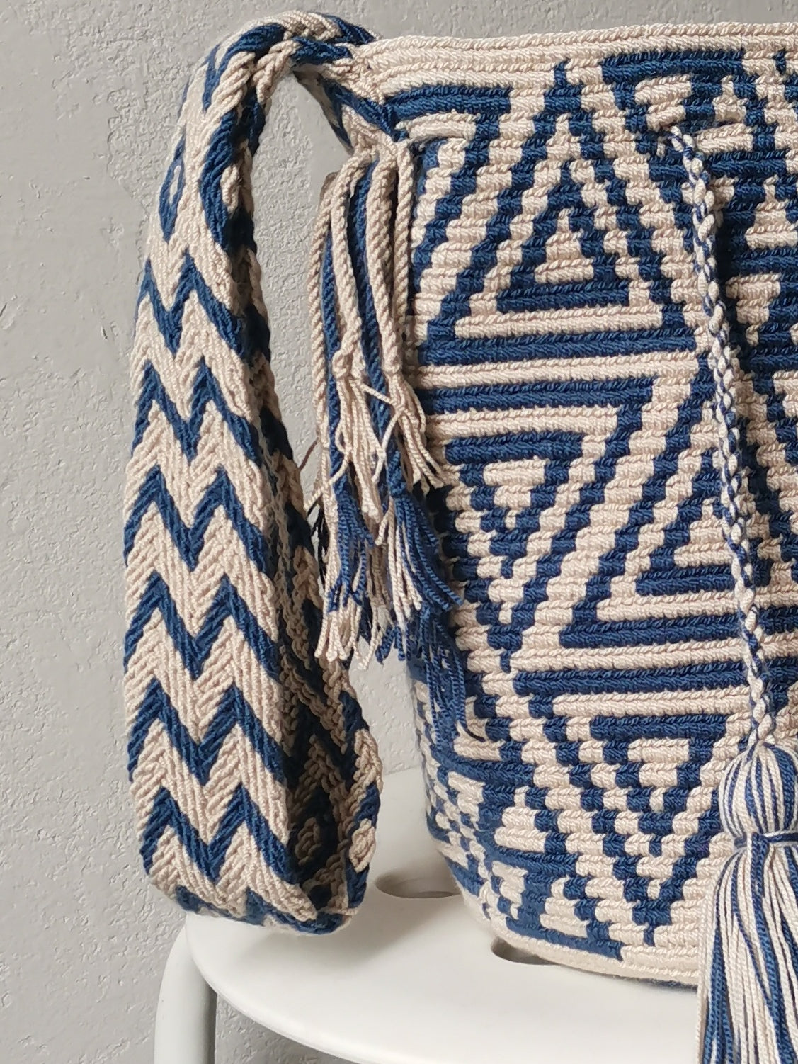 Sac avec bandoulière mochila M beige et bleu