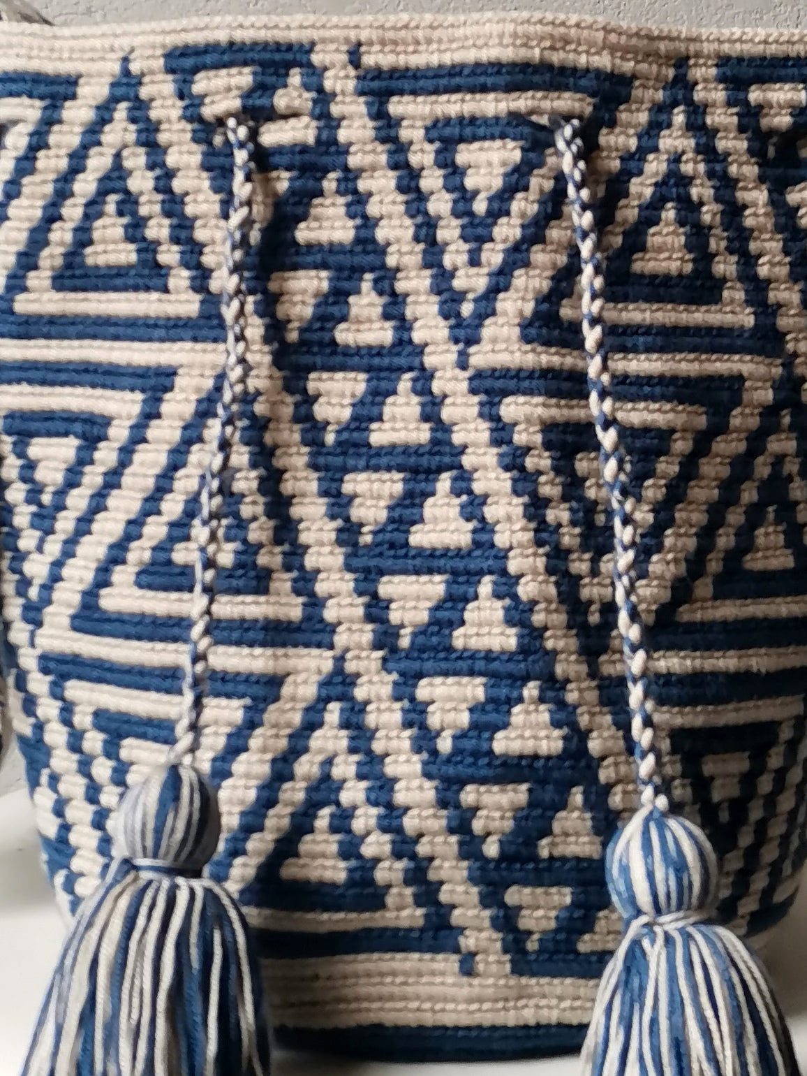 Sac avec bandoulière mochila M beige et bleu