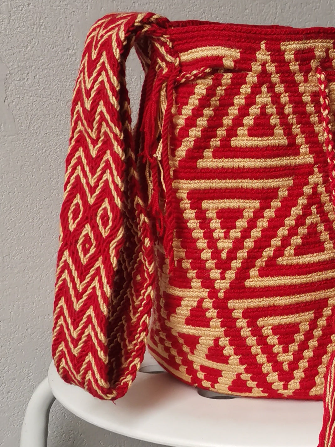 Borsa mochila a tracolla M/L rosso mattone e beige