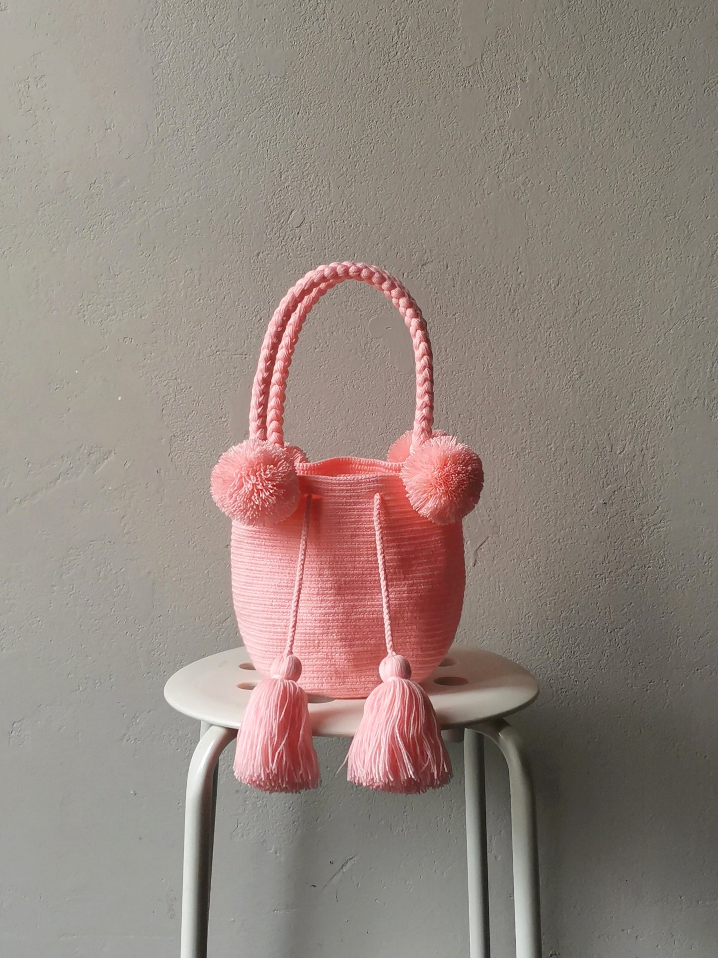 Borsa mochila a mano S monocolore rosa chiaro