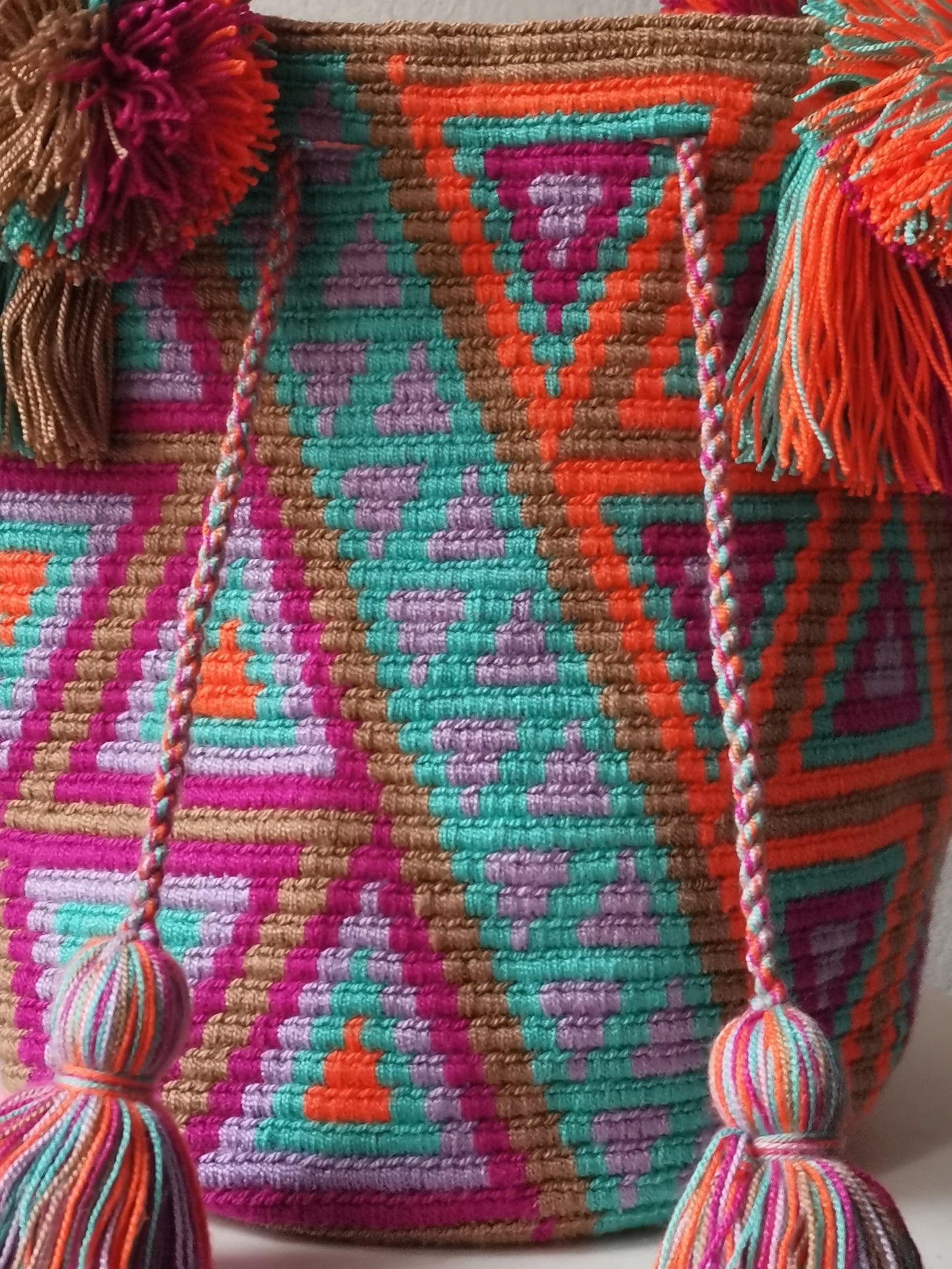 Borsa mochila a mano M/L beige e arancione