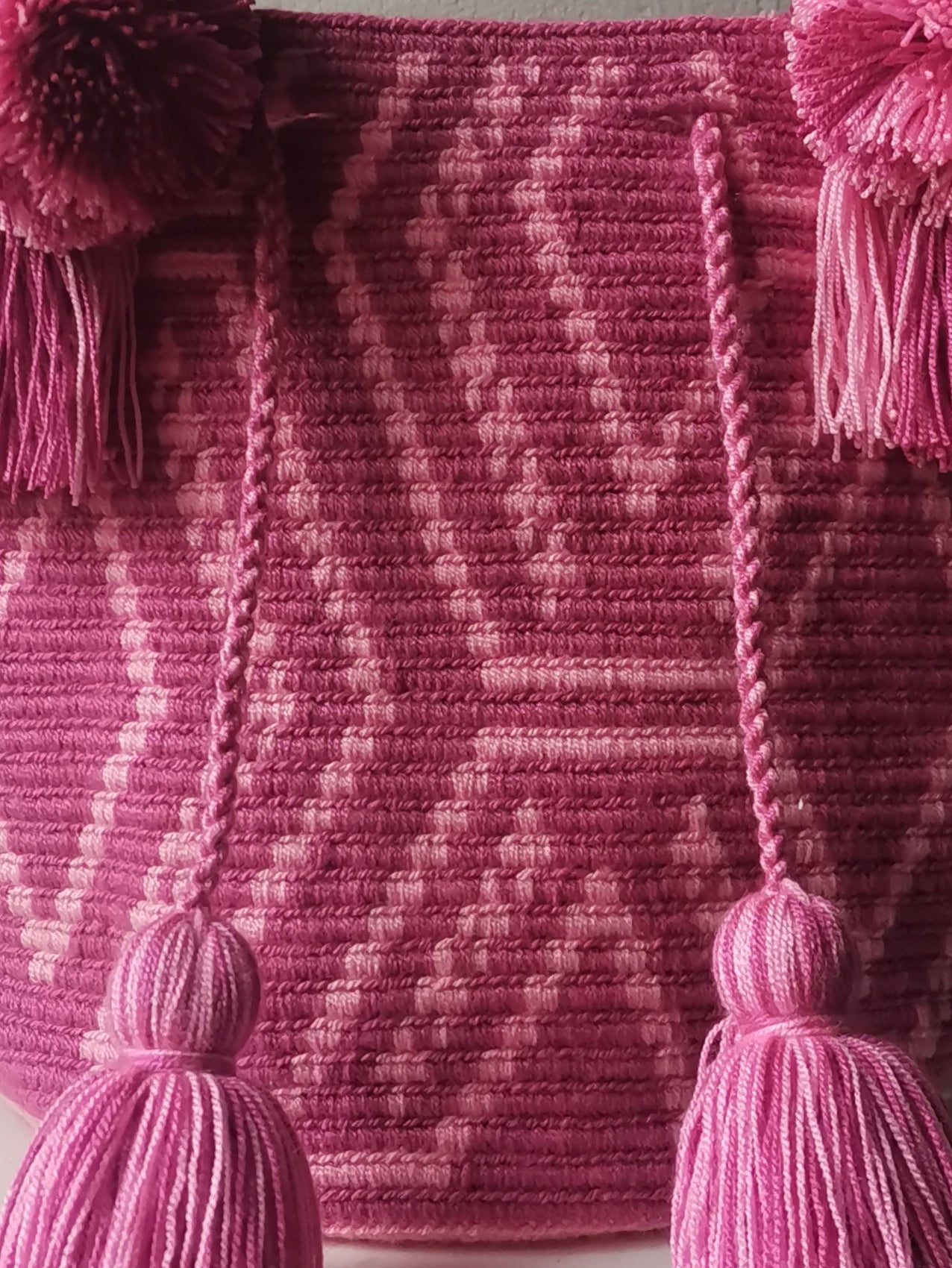 Borsa mochila a mano M/L rosa e rosa acceso