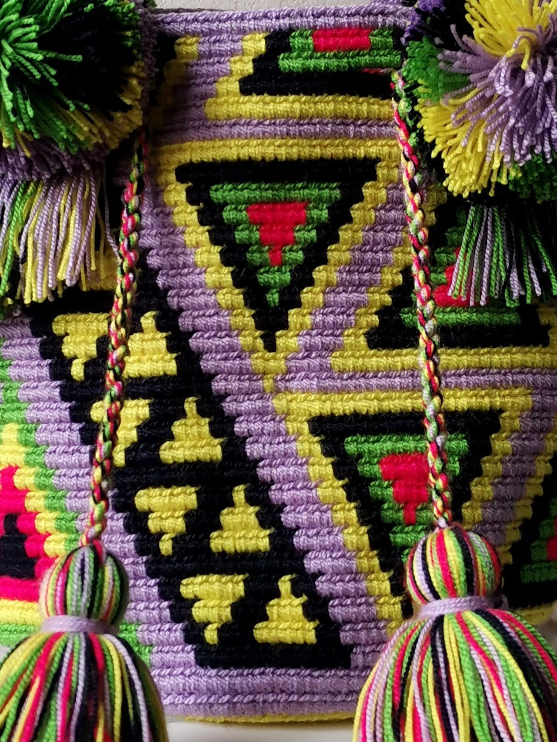Borsa mochila a mano S lilla e gialla