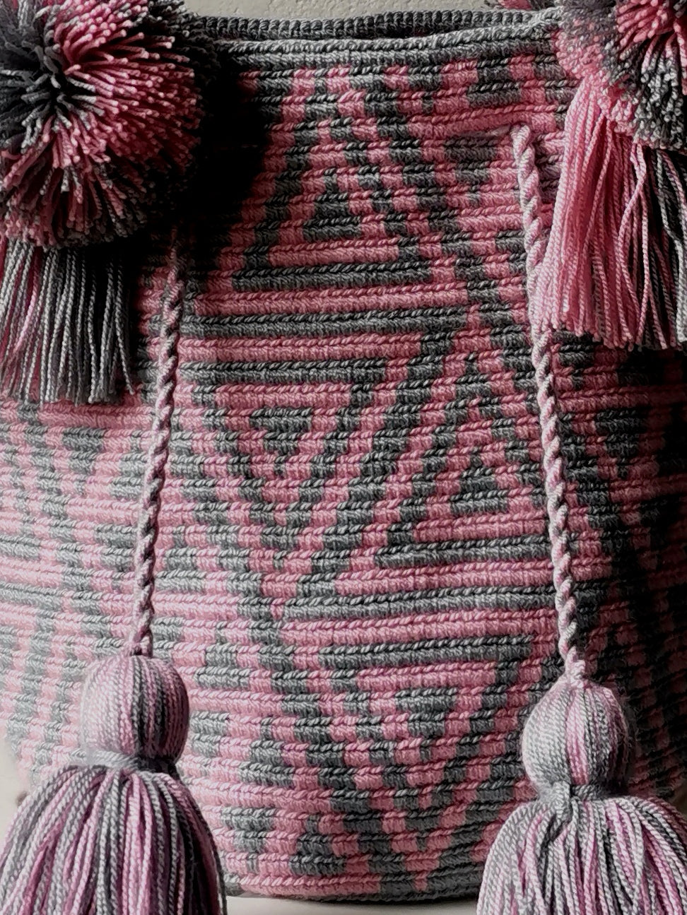 FINE SERIE - Borsa mochila a mano M grigia e rosa