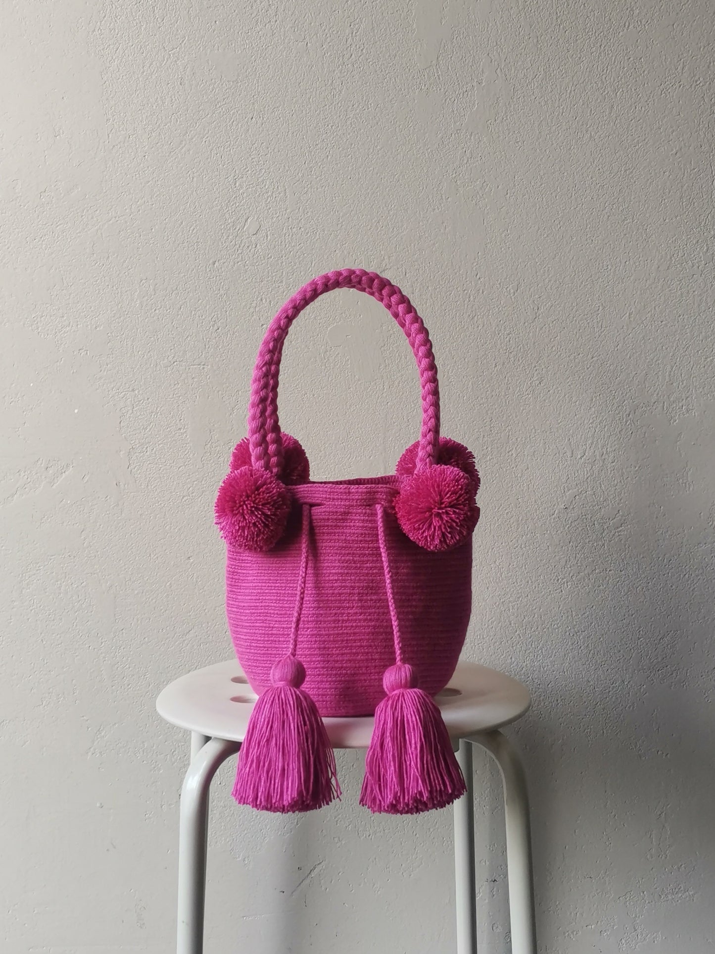 Borsa mochila a mano S monocolore ciclamino chiaro
