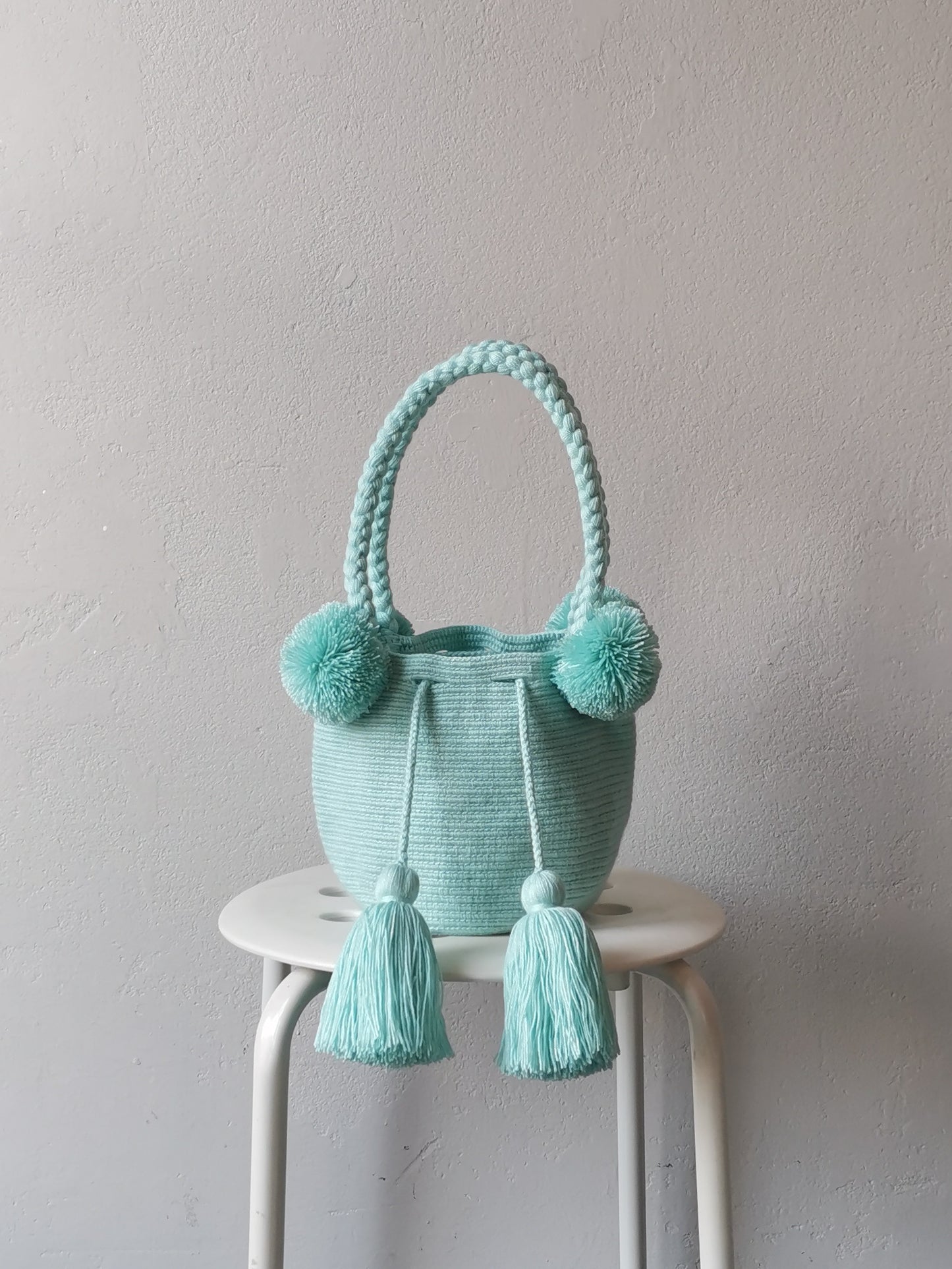 Borsa mochila a mano S monocolore azzurro pallido