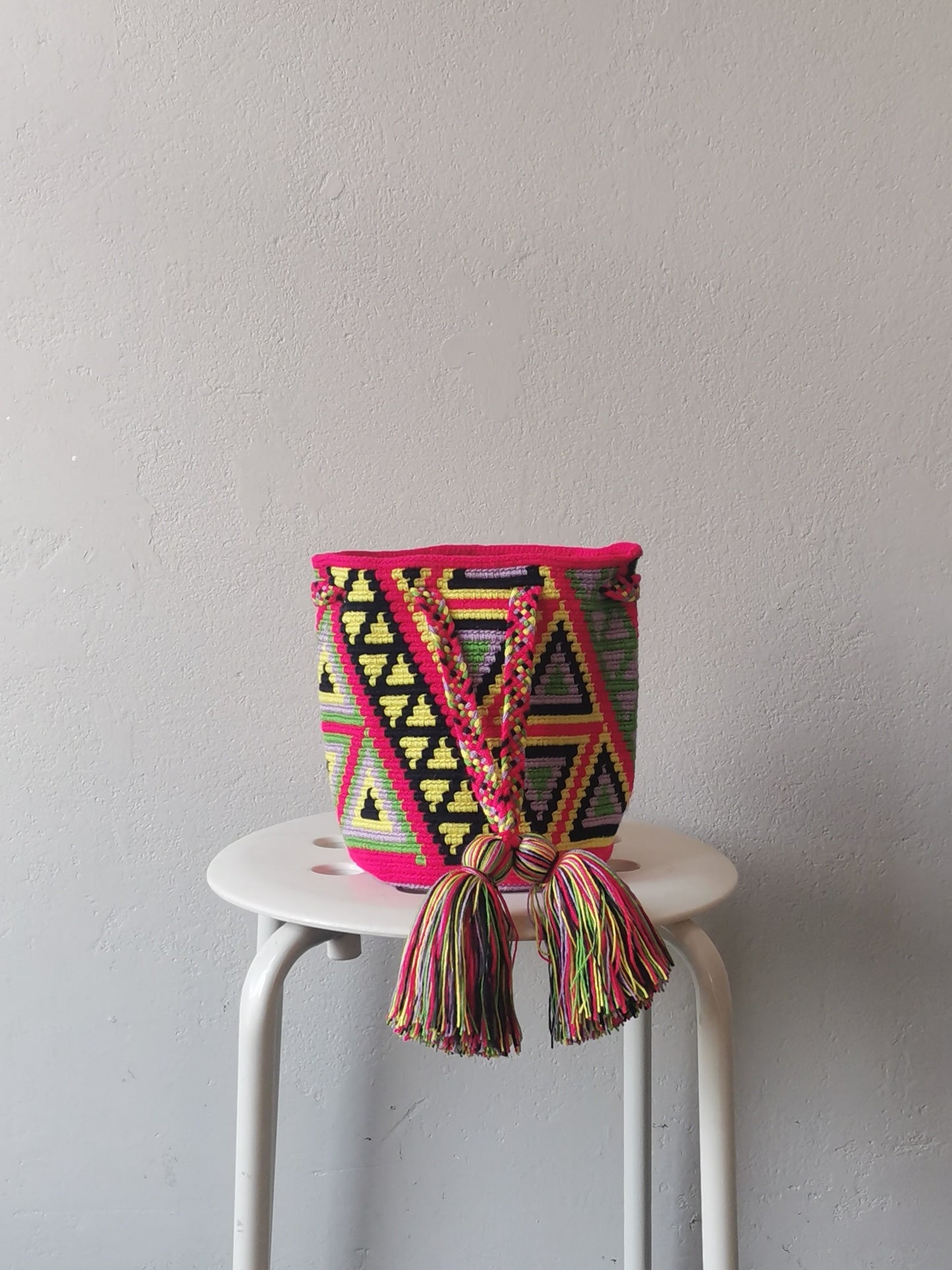 Mochila handbag S red-pink and yellow