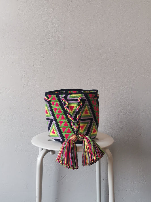 Mochila handbag S red-pink and yellow