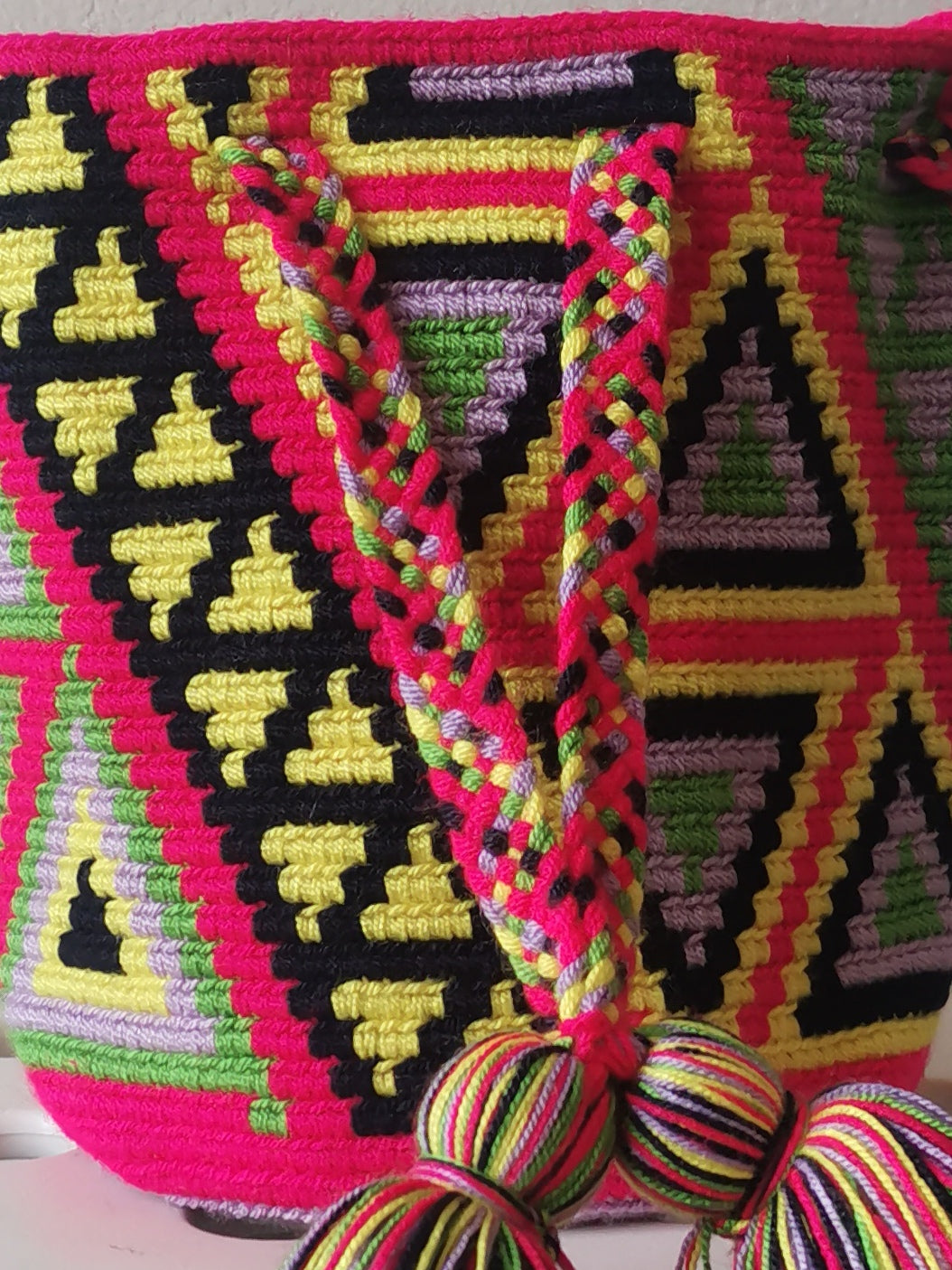 Mochila handbag S red-pink and yellow