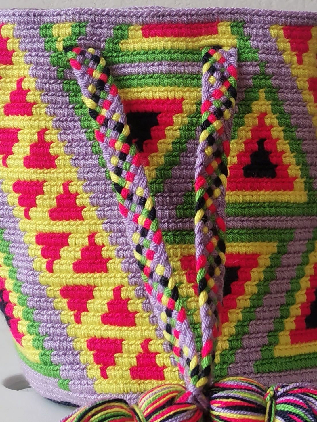 Borsa mochila a mano S lilla e verde