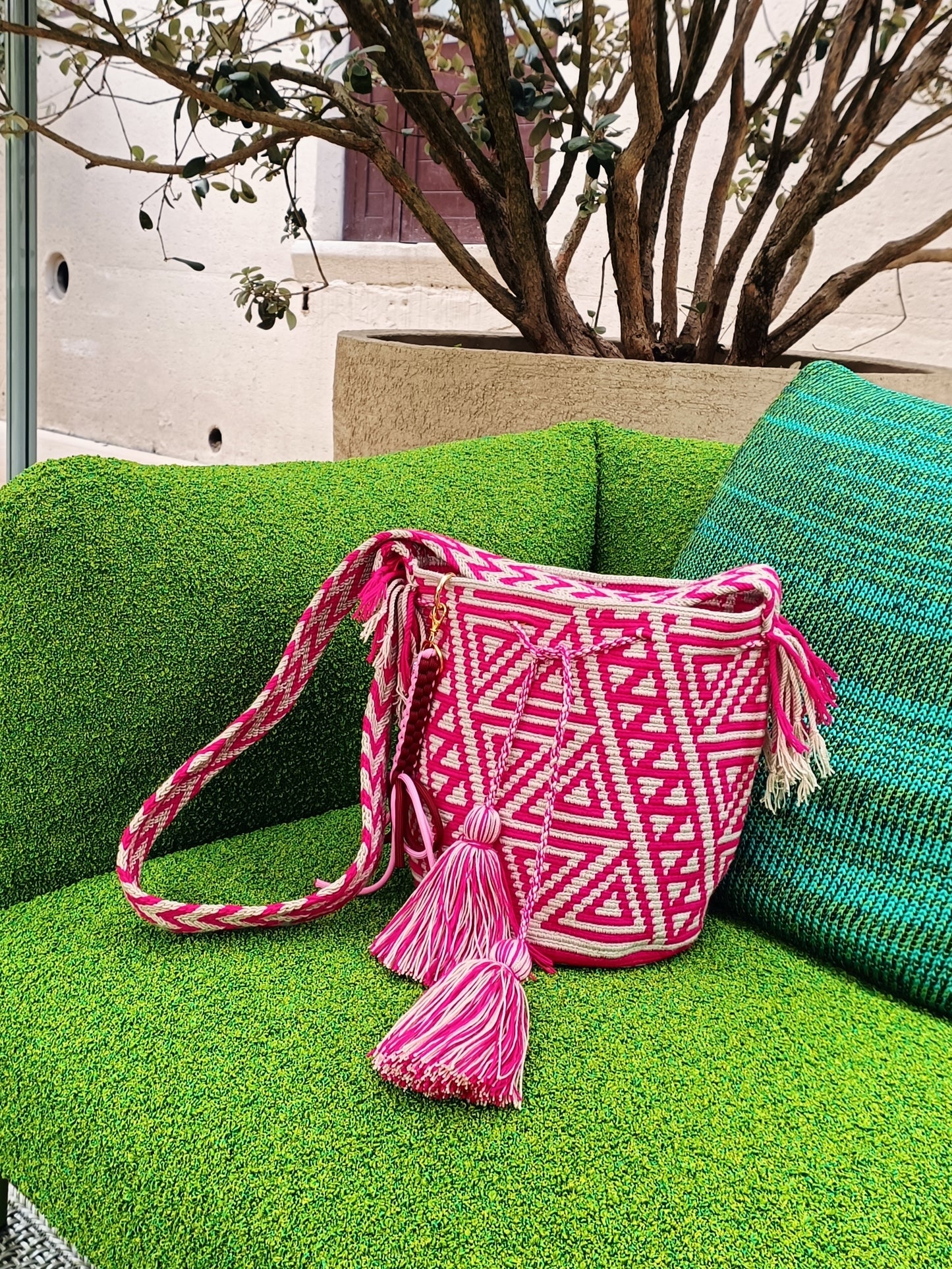 Sac avec bandoulière mochila M beige et rose - 10 YEAR ANNIVERSARY COLLECTION