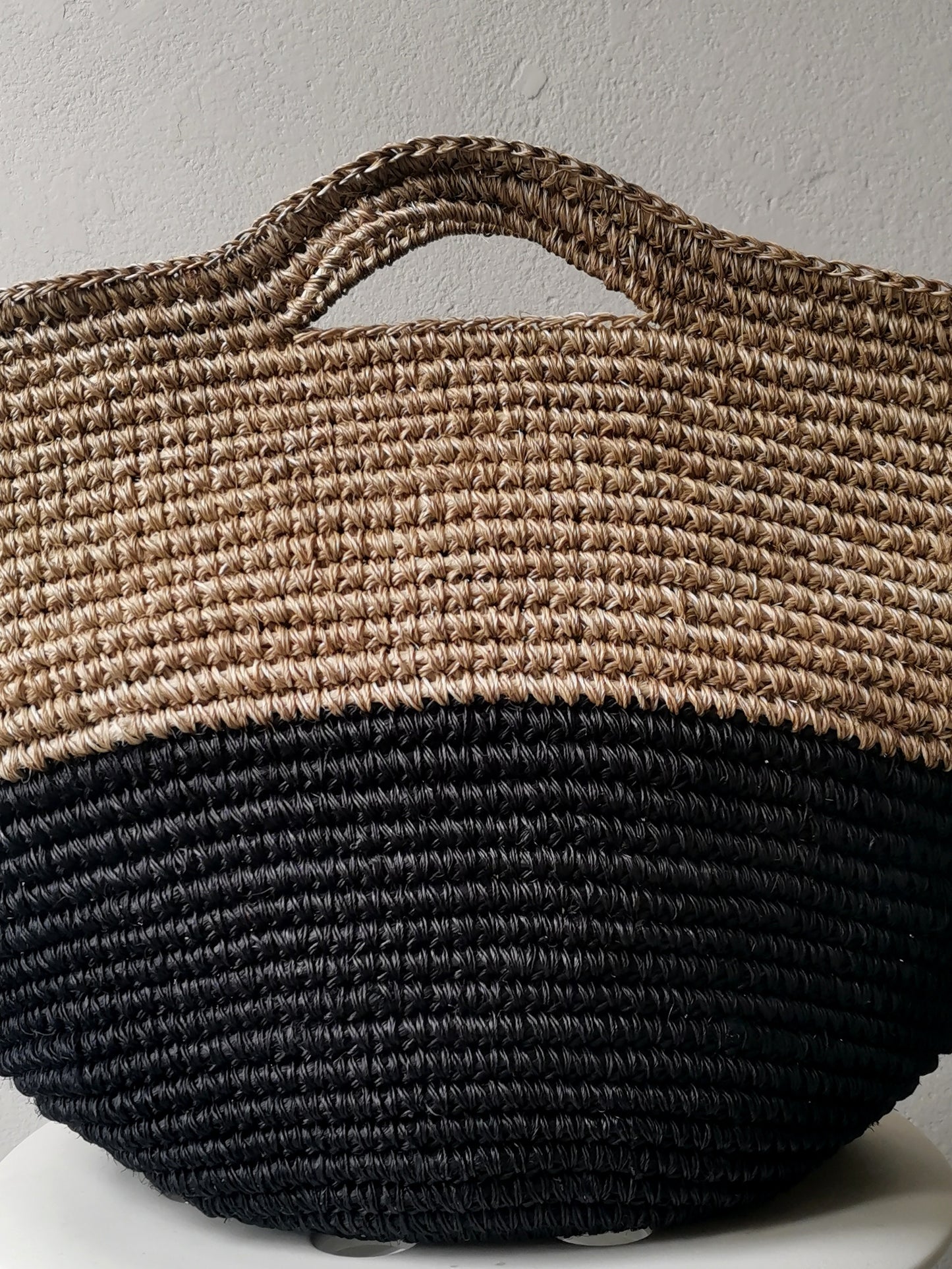 Sac panier Tramae L mélange beige et noir