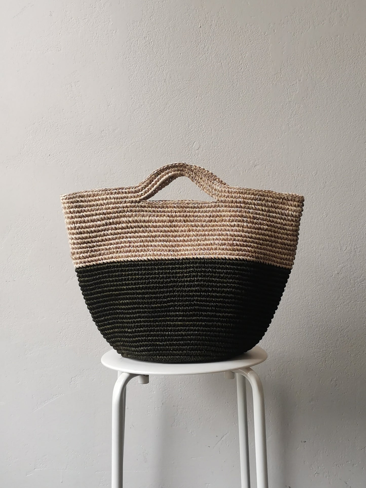 Sac panier Tramae L beige clair et noir