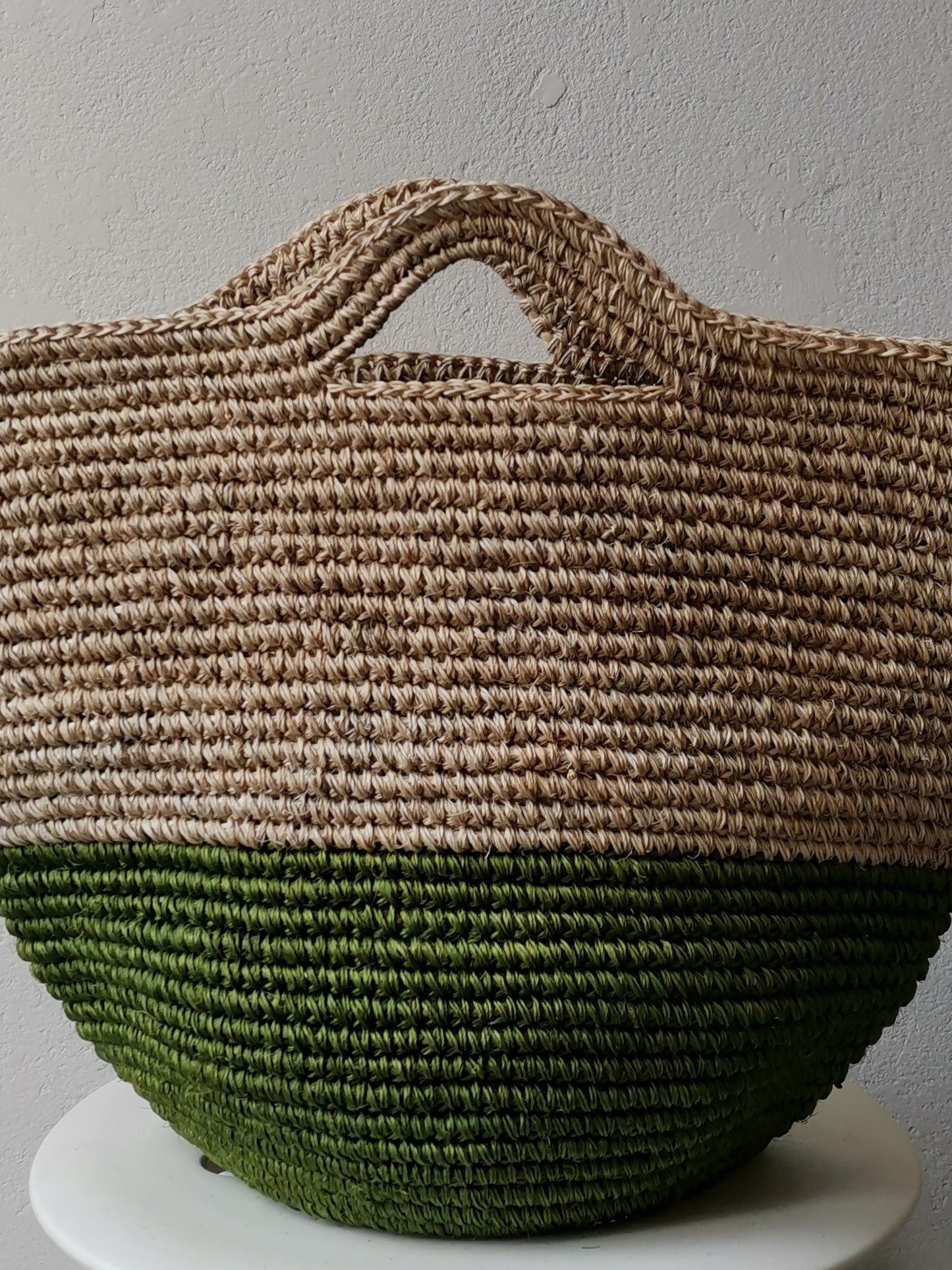 Sac panier Tramae M mélange beige et vert olive