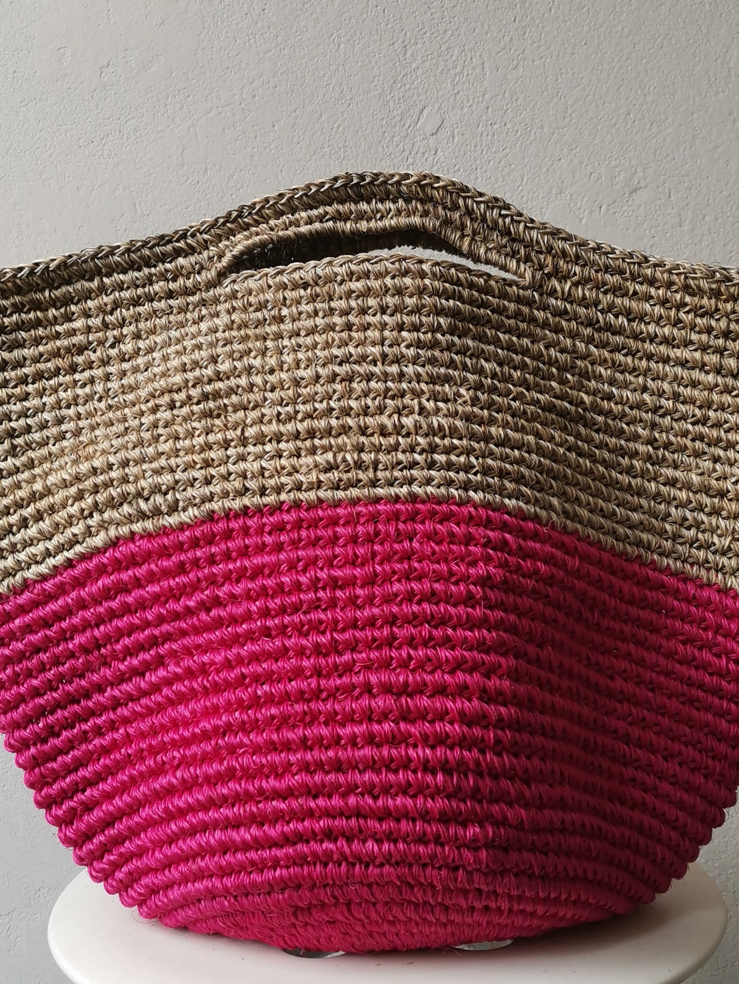 Sac panier Tramae L mélange beige et fuchsia