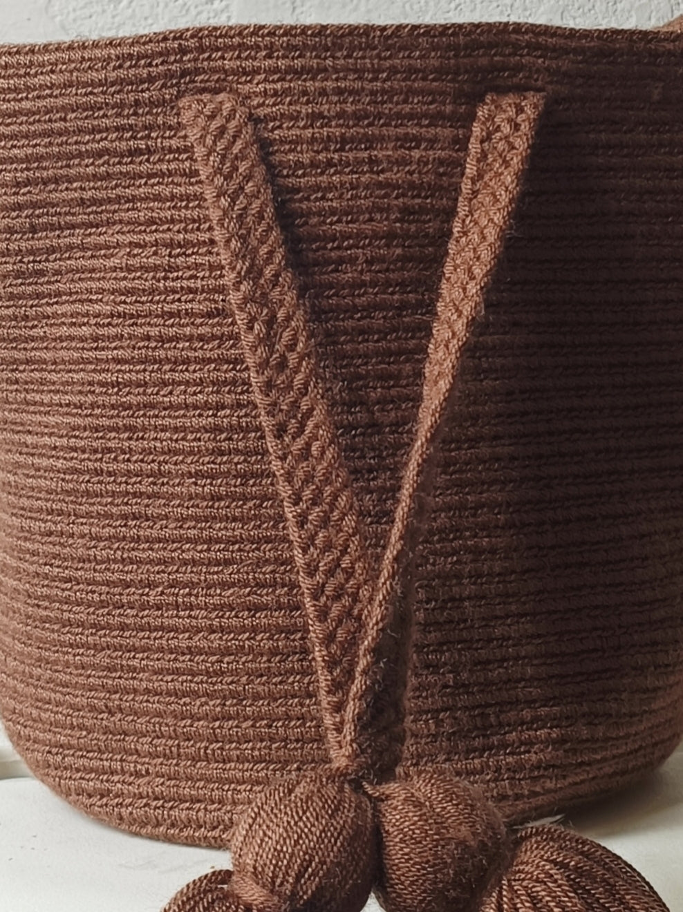 Borsa mochila a mano S monocolore cioccolato al latte