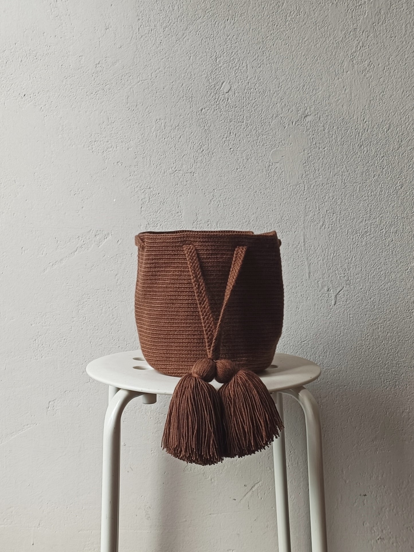 Borsa mochila a mano S monocolore cioccolato al latte