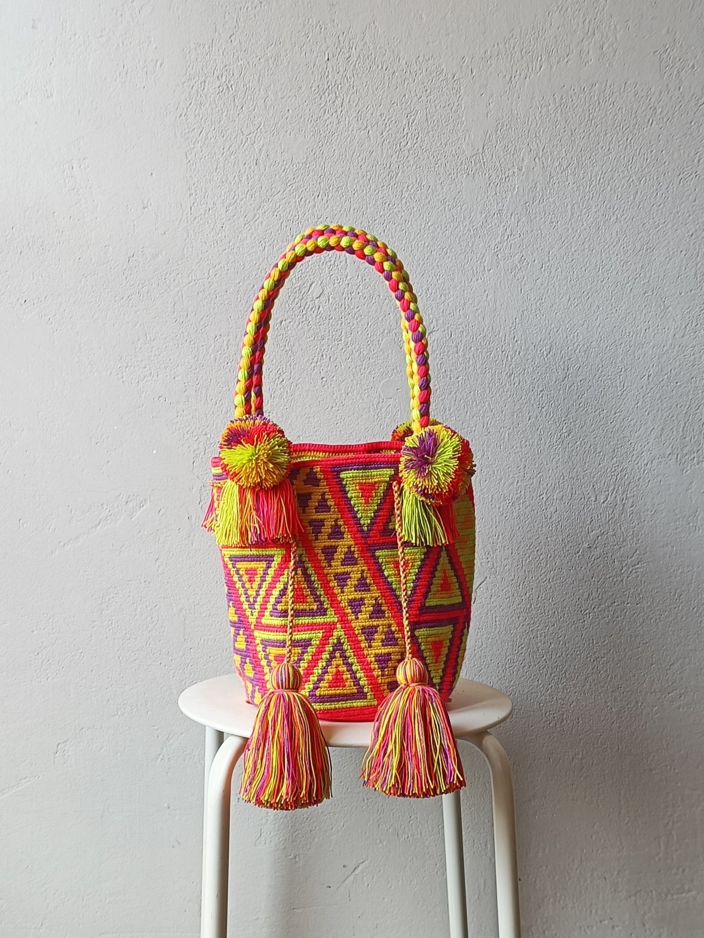 SAMPLE - Sac à main mochila M orange-fuchsia et lilas foncé