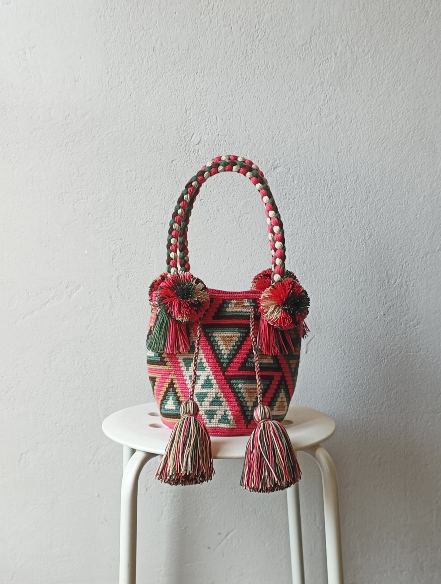 Borsa mochila a mano S rosa scuro e verde militare - 10 YEAR ANNIVERSARY COLLECTION
