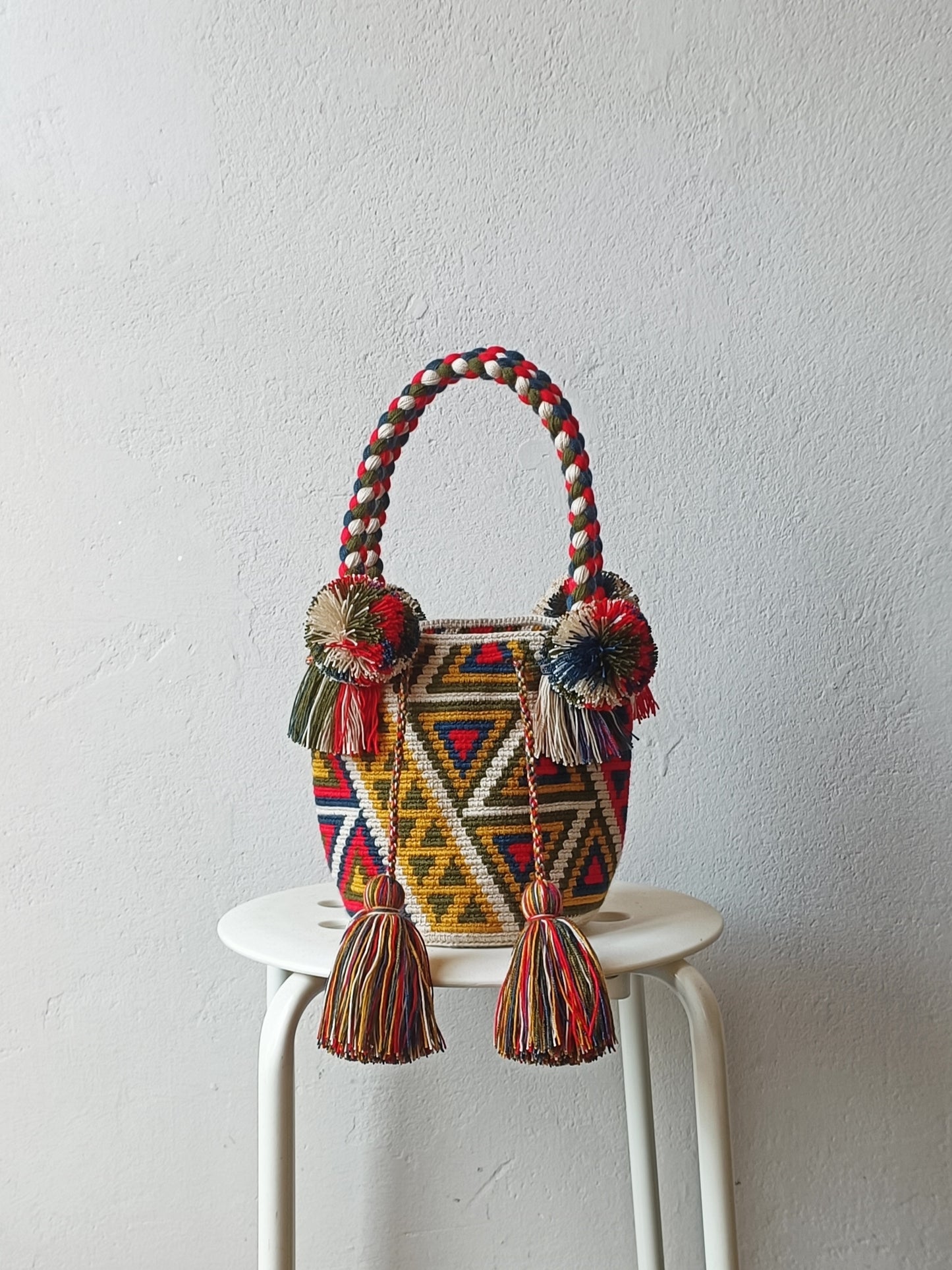 Sac à main mochila S jaune moutarde et rouge