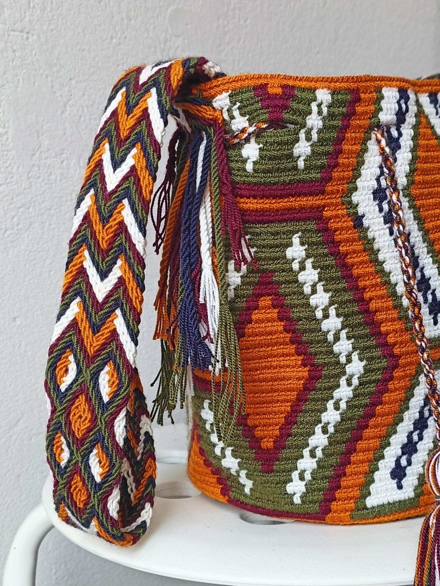 Mochila shoulder bag M mustard yellow and burgundy