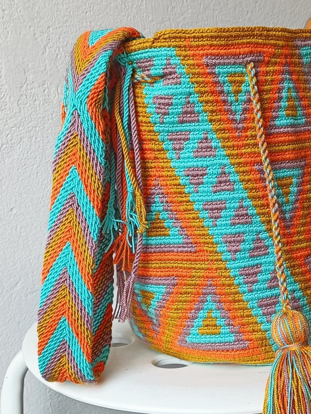 Sac avec bandoulière mochila M jaune moutarde et bleu clair - 10 YEAR ANNIVERSARY COLLECTION