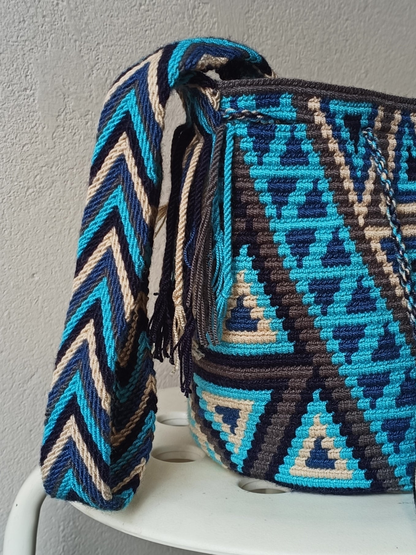 Borsa mochila a tracolla M grigia e blu