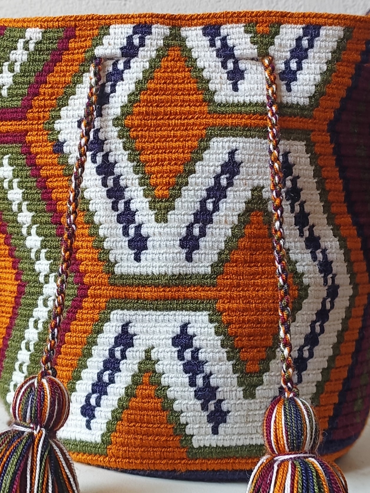 Mochila shoulder bag M mustard yellow and burgundy