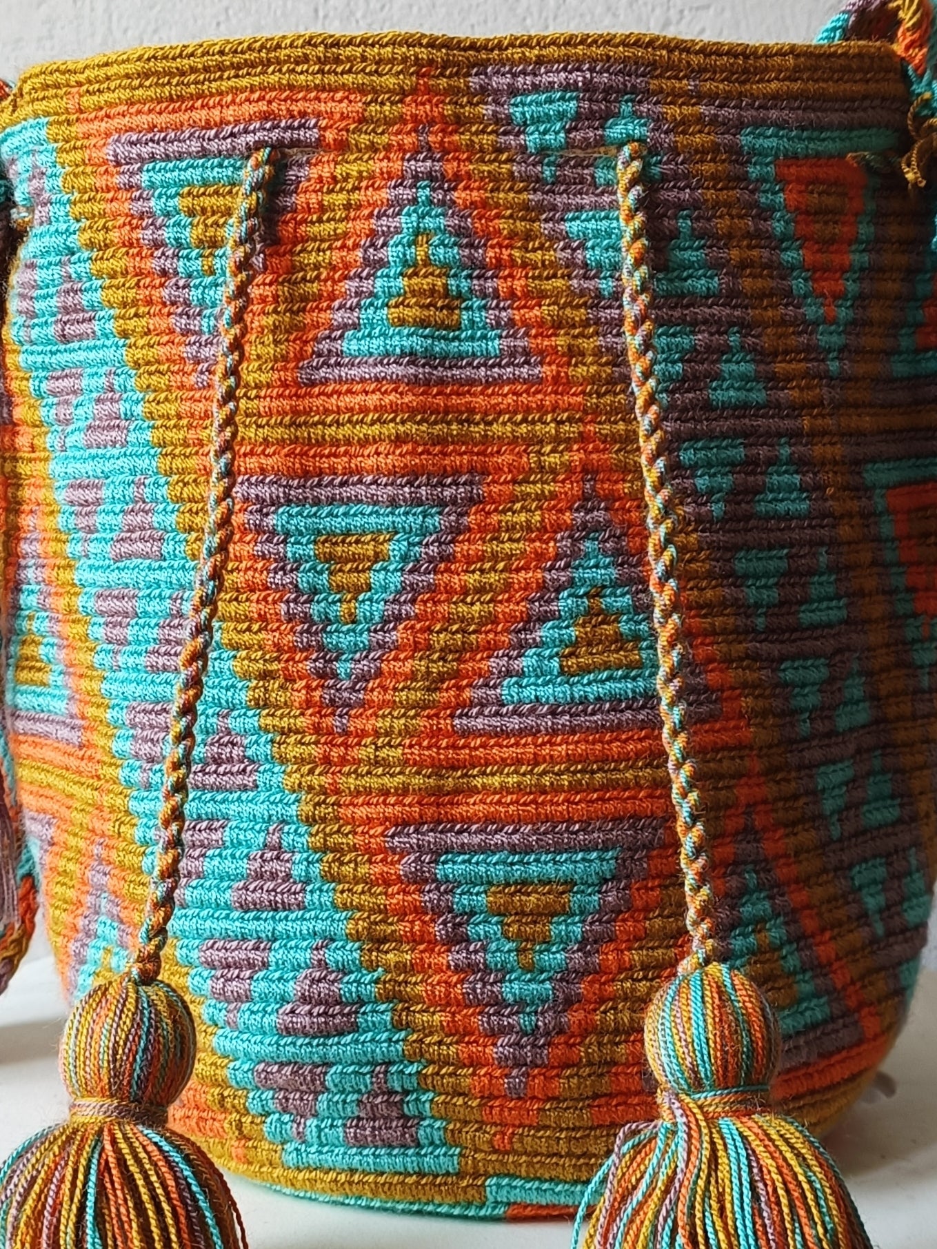 Sac avec bandoulière mochila M jaune moutarde et bleu clair - 10 YEAR ANNIVERSARY COLLECTION