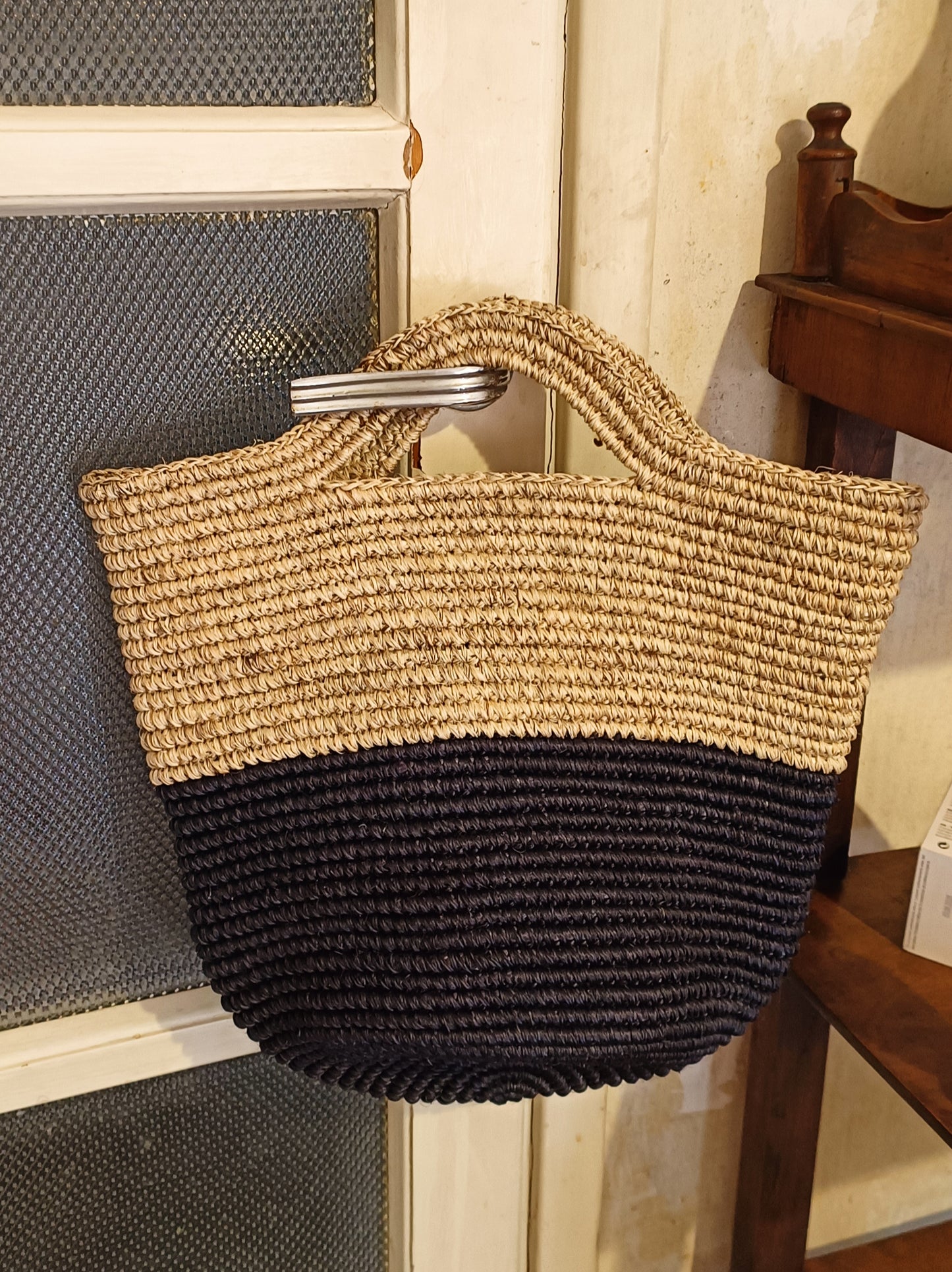 Sac panier Tramae M mélange beige et noir