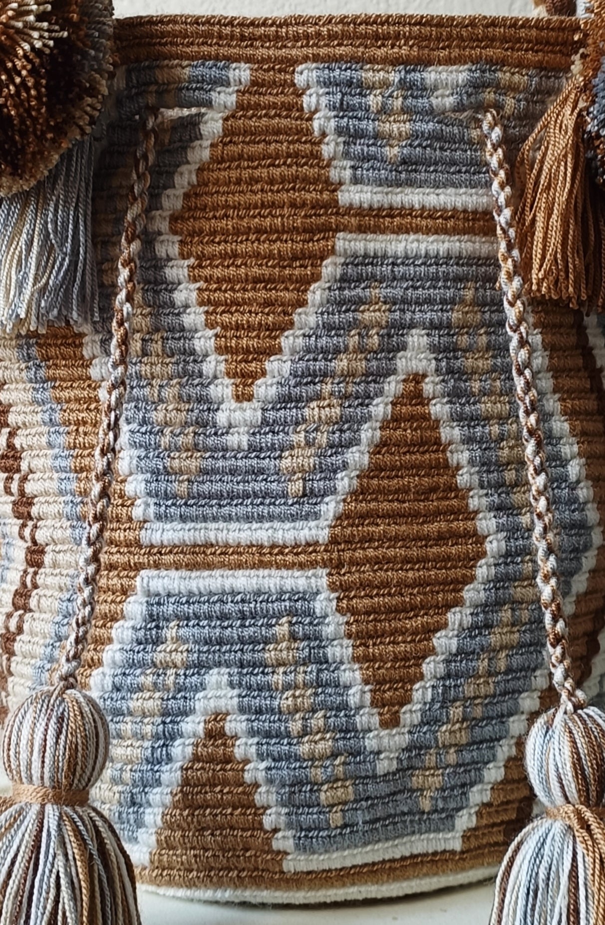 CAMPIONE - Borsa mochila a mano M beige e grigia