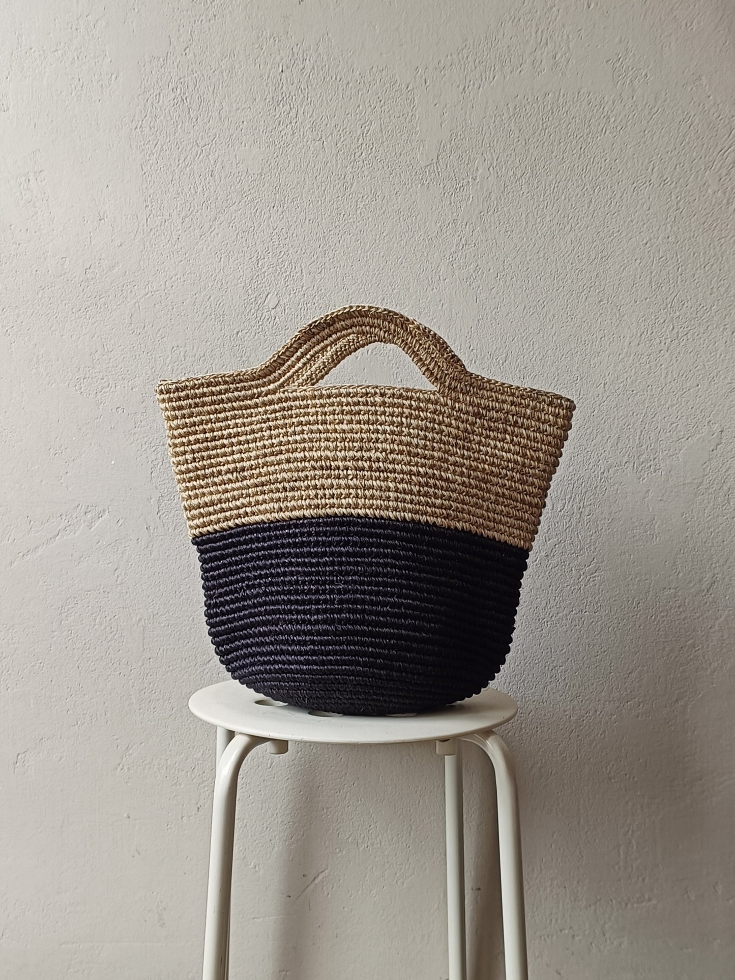 CAMPIONE - Borsa cesto Tramae M beige melange e nero