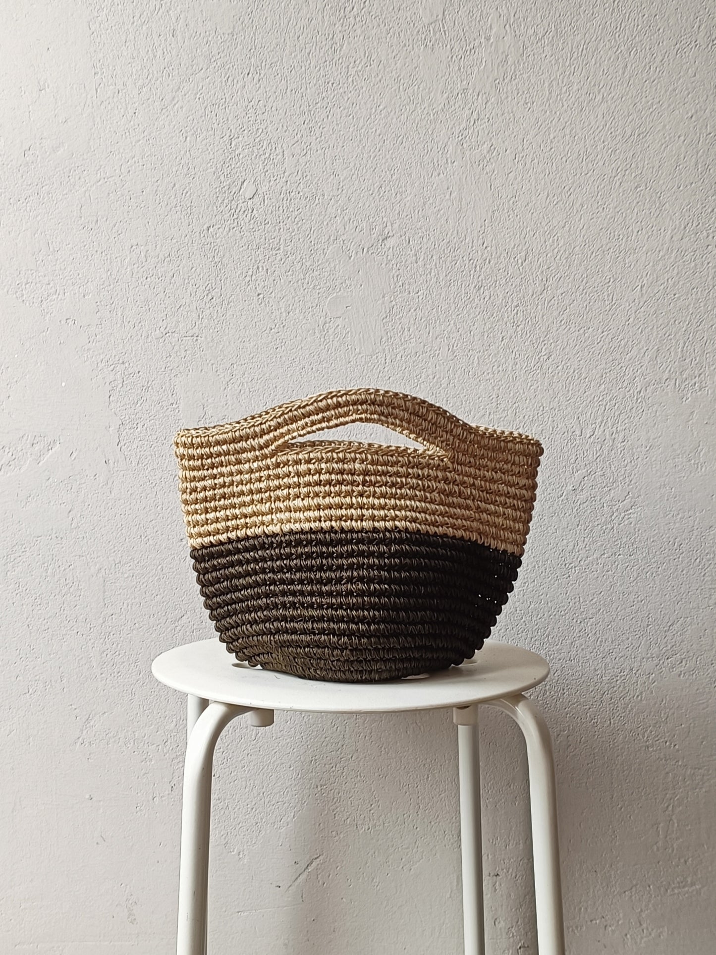 Tramae basket bag S beige melange and military green