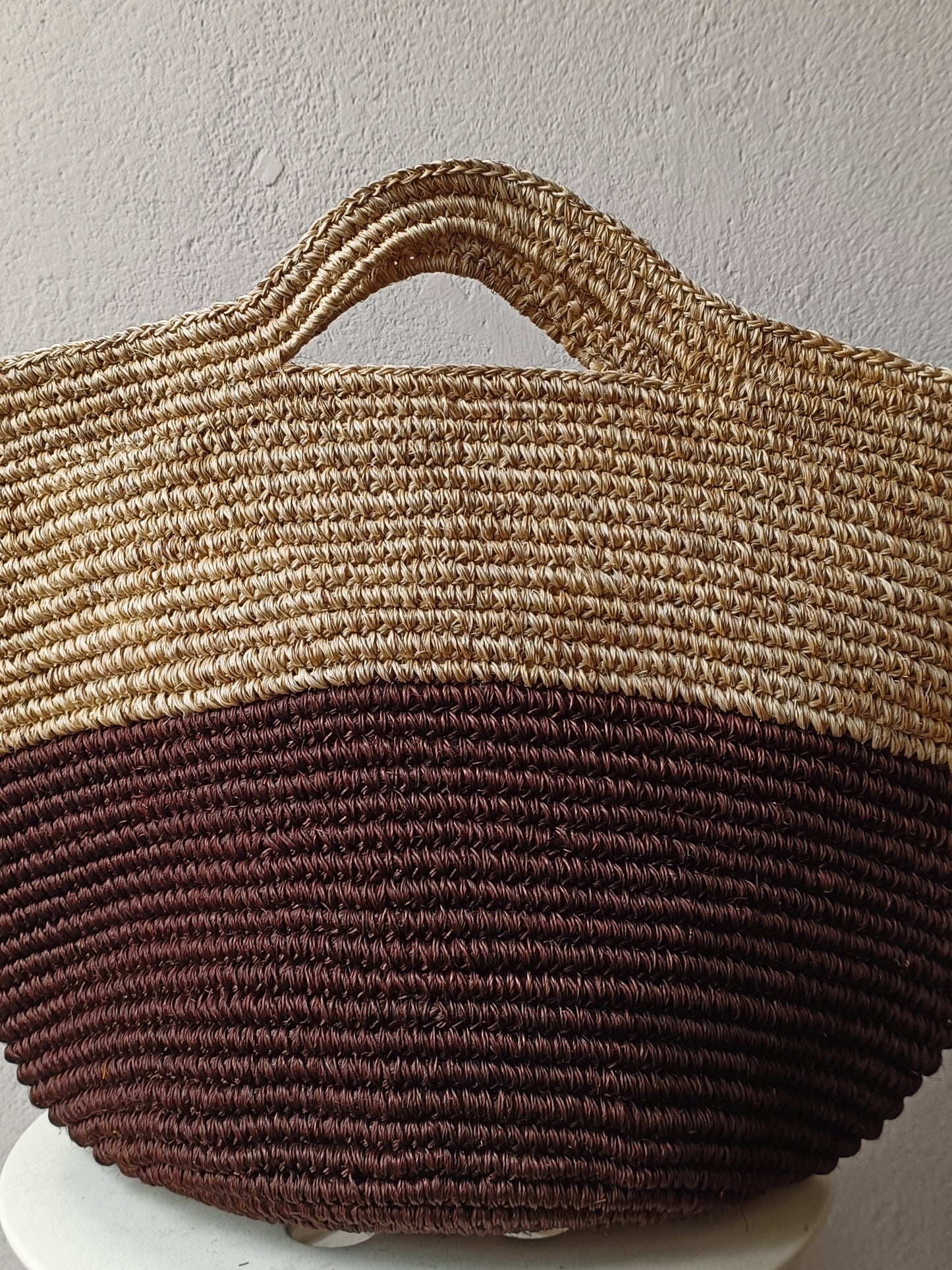 Borsa cesto Tramae XL beige melange e marrone caffè
